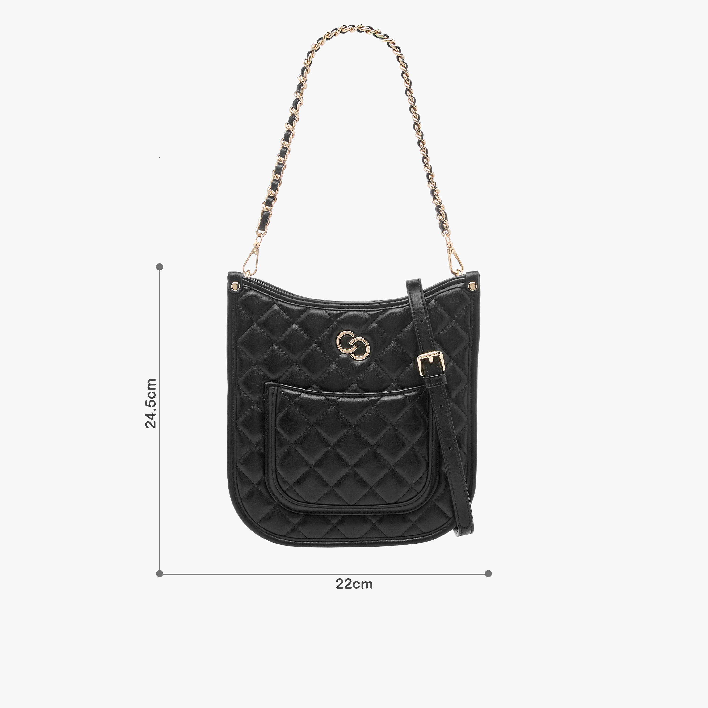 Celeste Quilted Shoulder Bag with Zip Closure and Chain Braided Strap-women-bagsandwallets-handbags-image-8