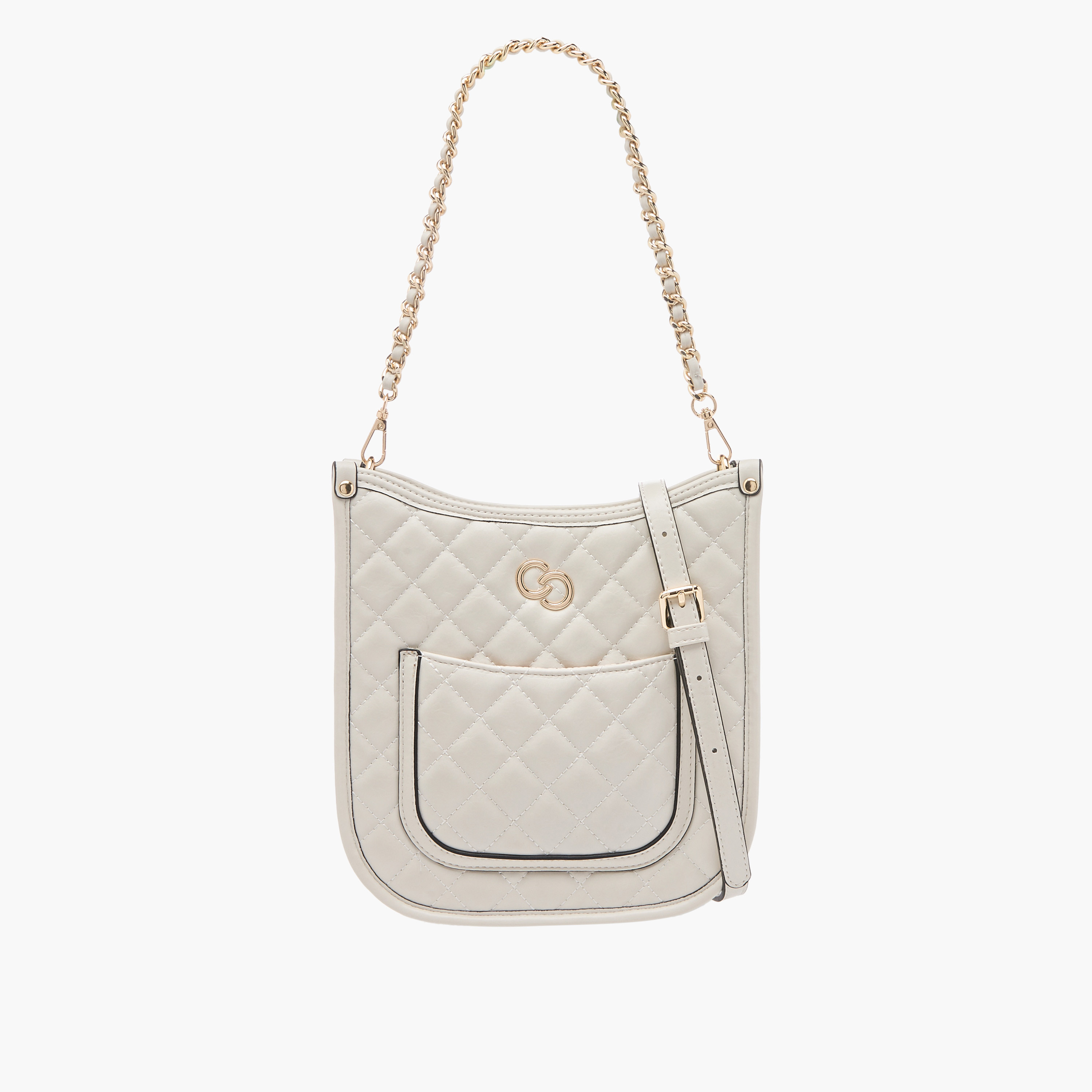 شنطة كتف مبطّنة بحزام سلسلة مضفّر وسحّاب إغلاق من سيليست-women-bagsandwallets-handbags-image-1