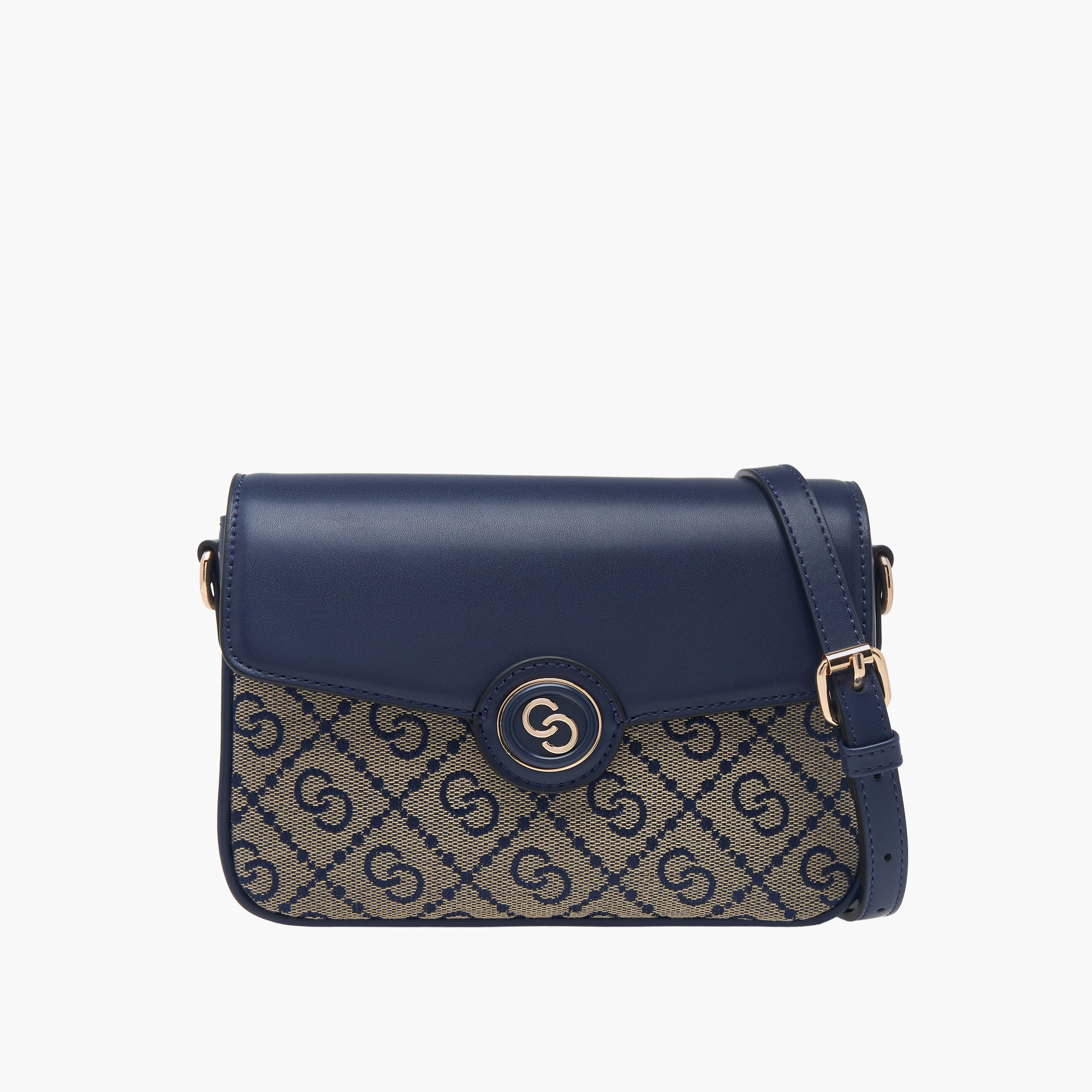 شنطة كروس بودي بطبعات مونوجرام وحزام قابل للفصل وطية إغلاق من سيليست-women-bagsandwallets-handbags-image-1