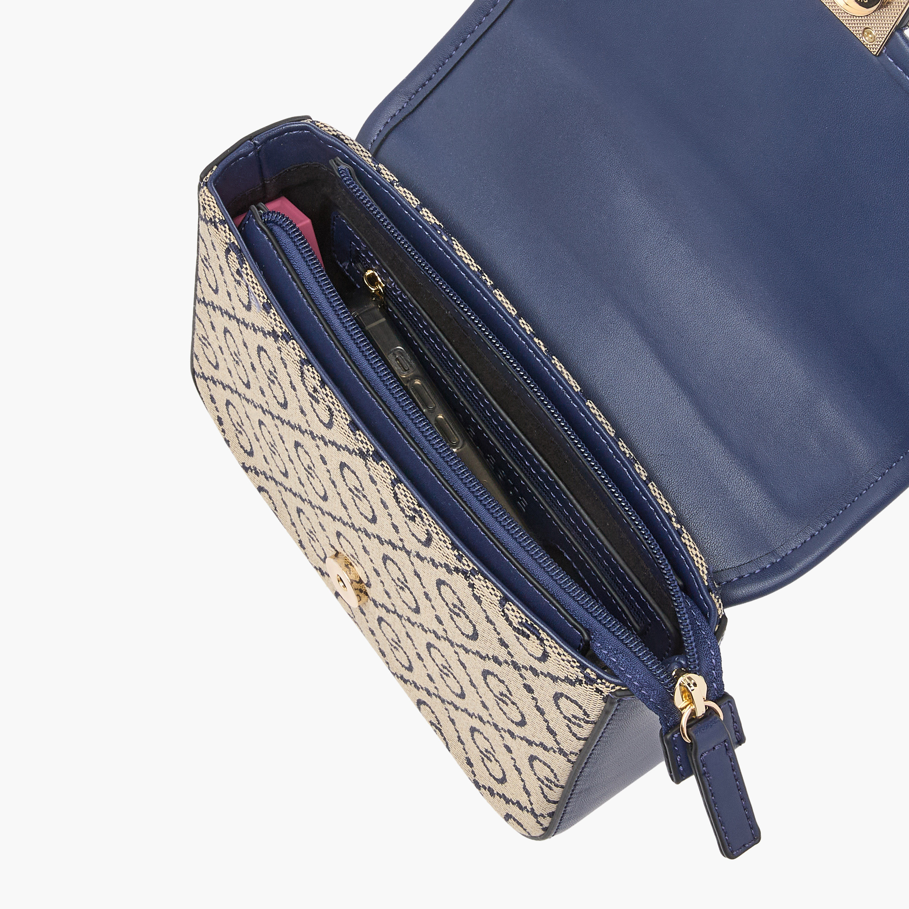 Celeste Jacquard Monogram Crossbody Bag with Button Closure and Adjustable Strap-women-bagsandwallets-handbags-image-7