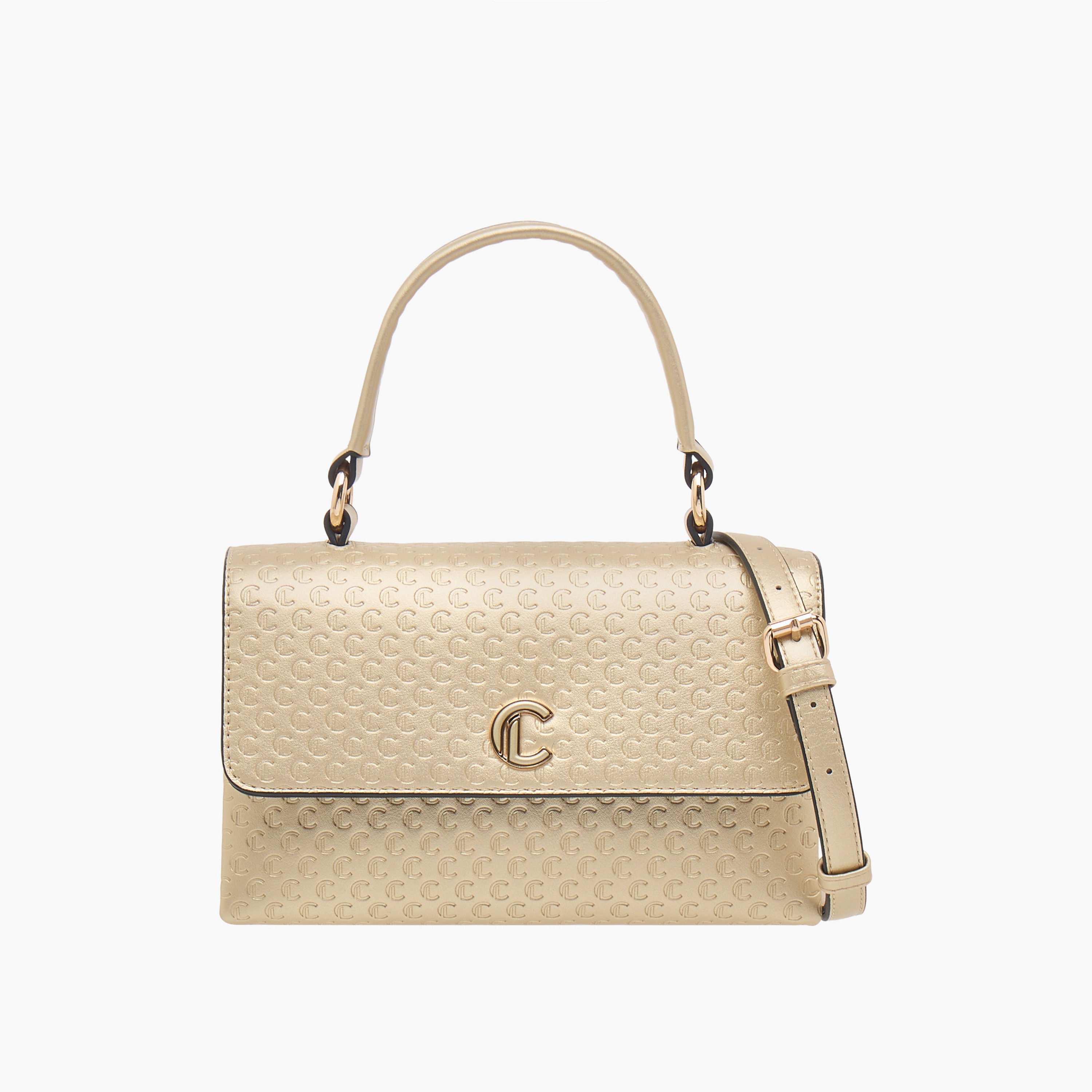 Le Confort Monogram Embossed Satchel Bag with Button Closure-women-bagsandwallets-handbags-image-1