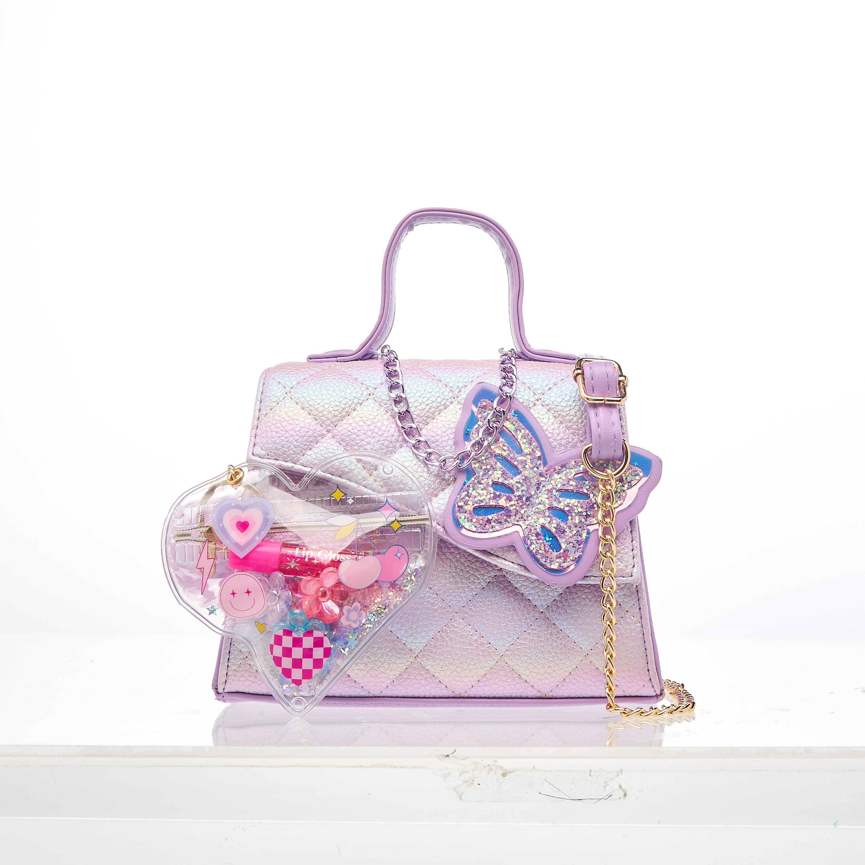 Charmz Quilted Crossbody Bag with Lipgloss and Hair Clamps-toys-roleplay-makeupandcosmeticsets-image-1