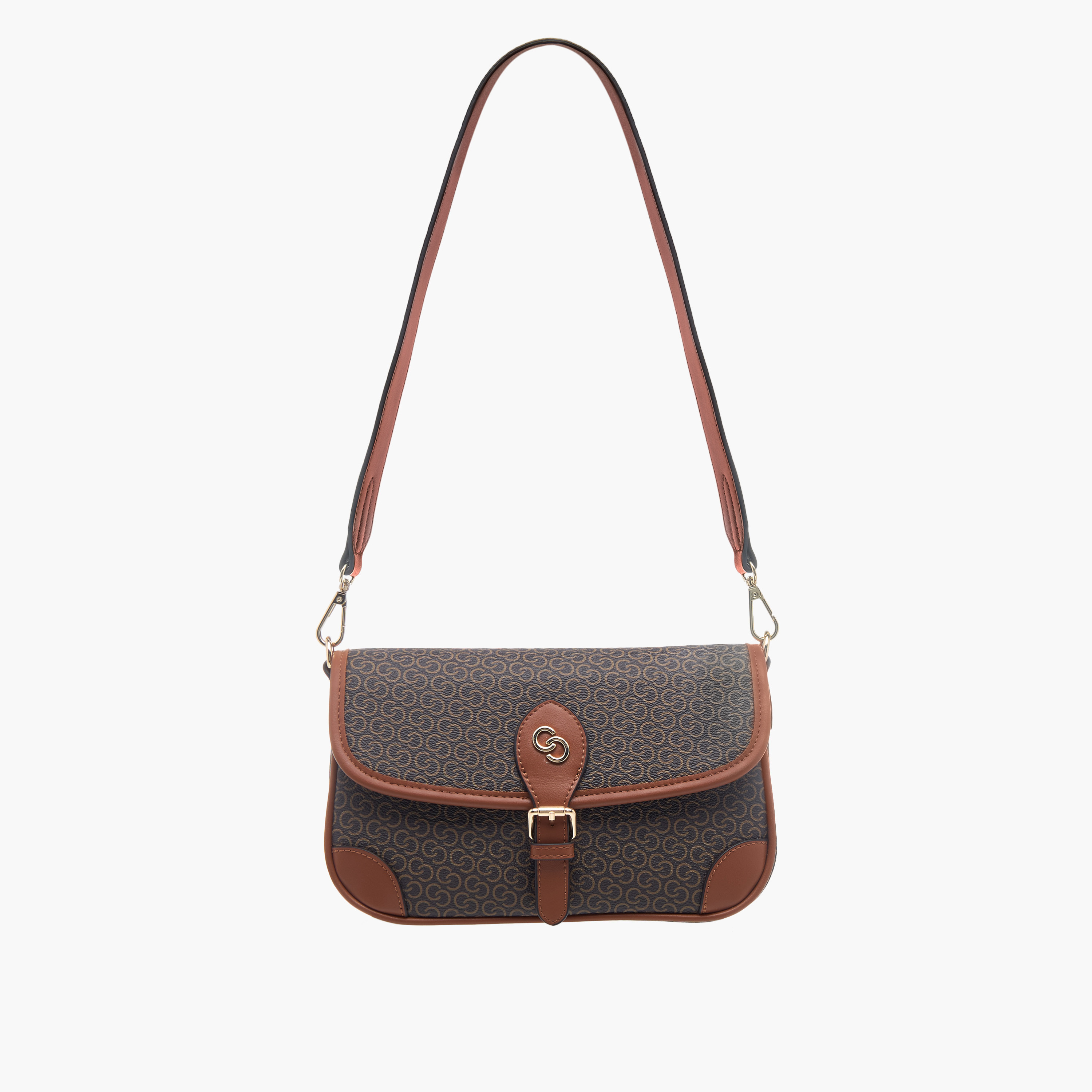 Celeste All-Over Monogram Print Crossbody Bag with Detachable Strap and Flap Closure-women-bagsandwallets-handbags-image-1