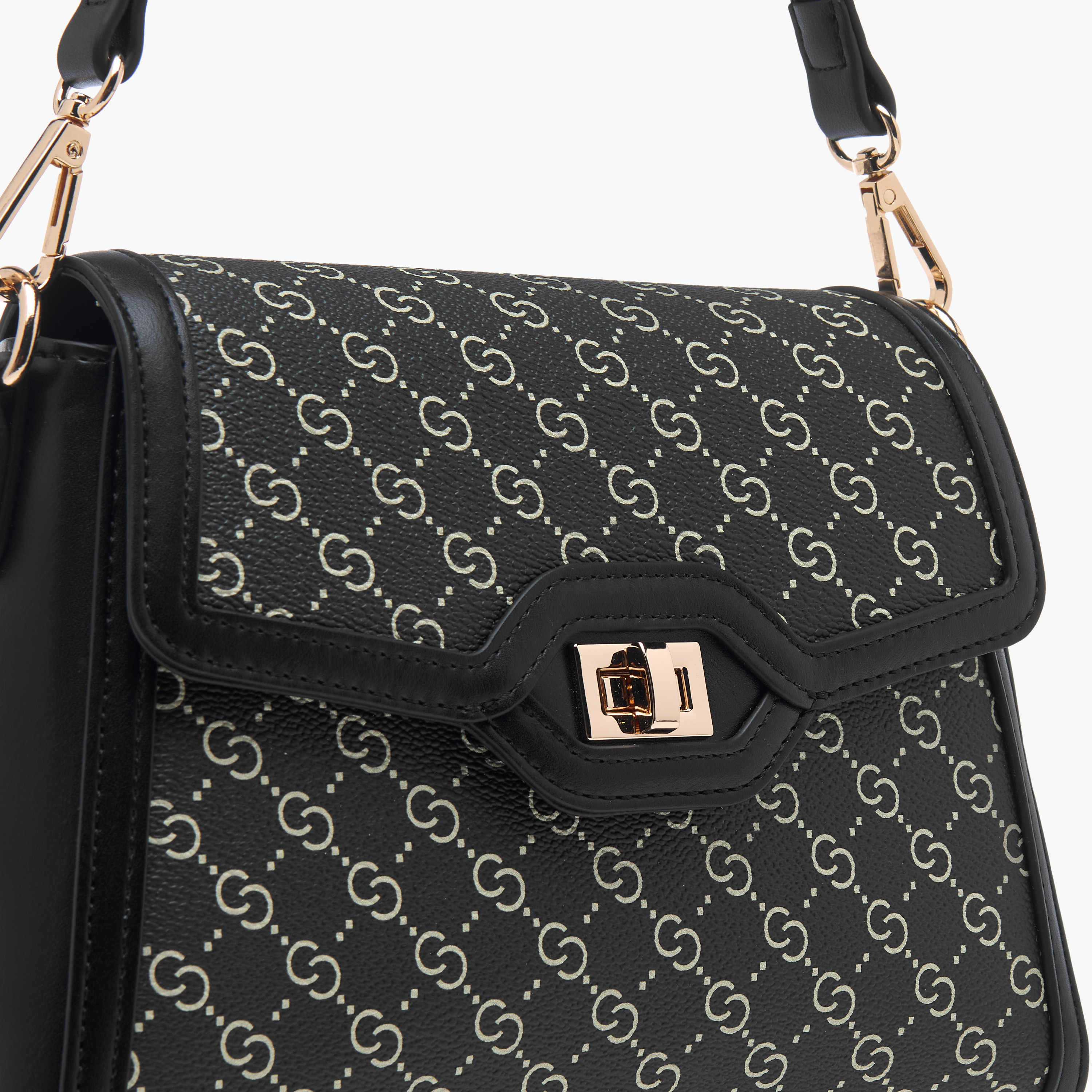 Celeste Monogram Print Shoulder Bag with Adjustable Strap and Twist Lock Closure-women-bagsandwallets-handbags-image-4