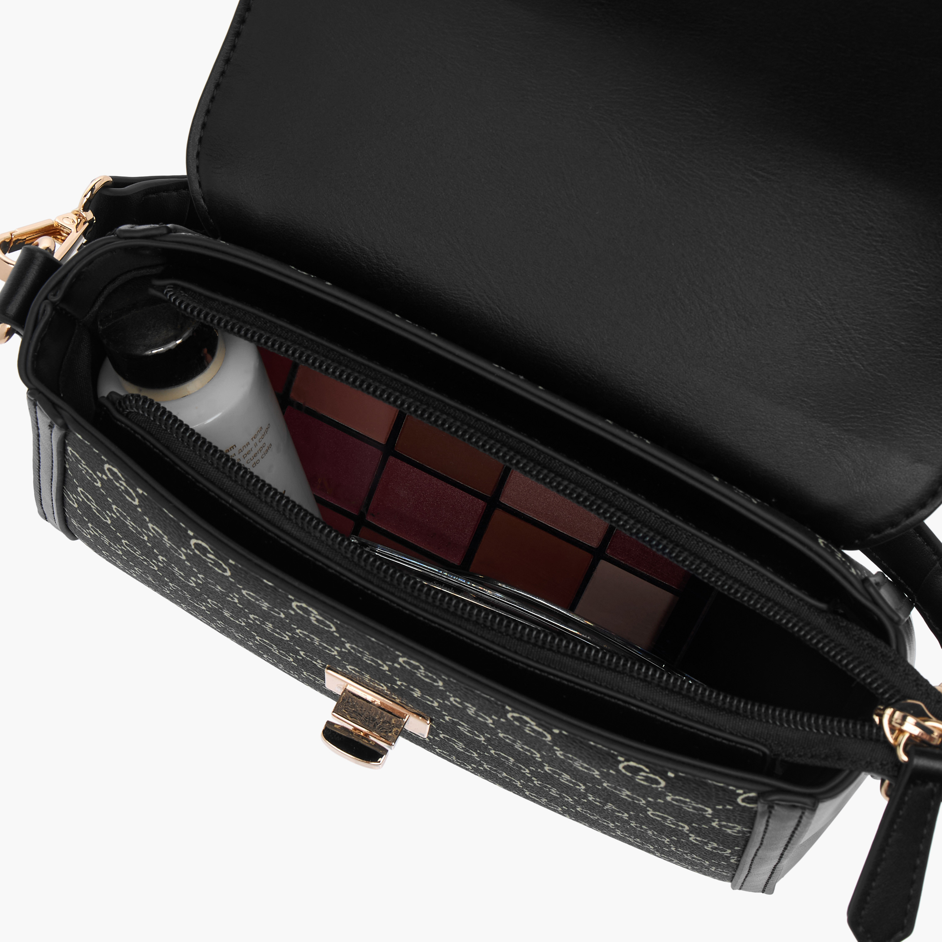 Celeste Monogram Print Shoulder Bag with Adjustable Strap and Twist Lock Closure-women-bagsandwallets-handbags-image-7