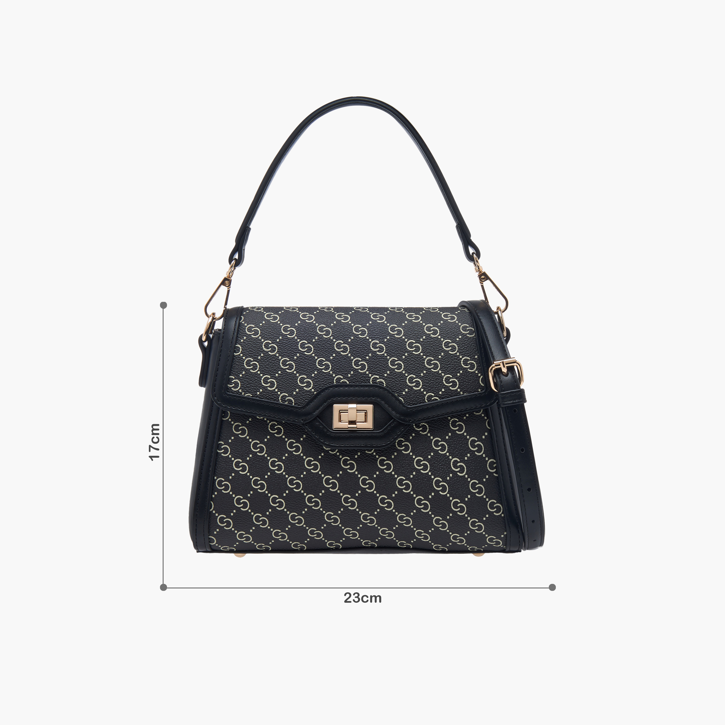 Celeste Monogram Print Shoulder Bag with Adjustable Strap and Twist Lock Closure-women-bagsandwallets-handbags-image-8