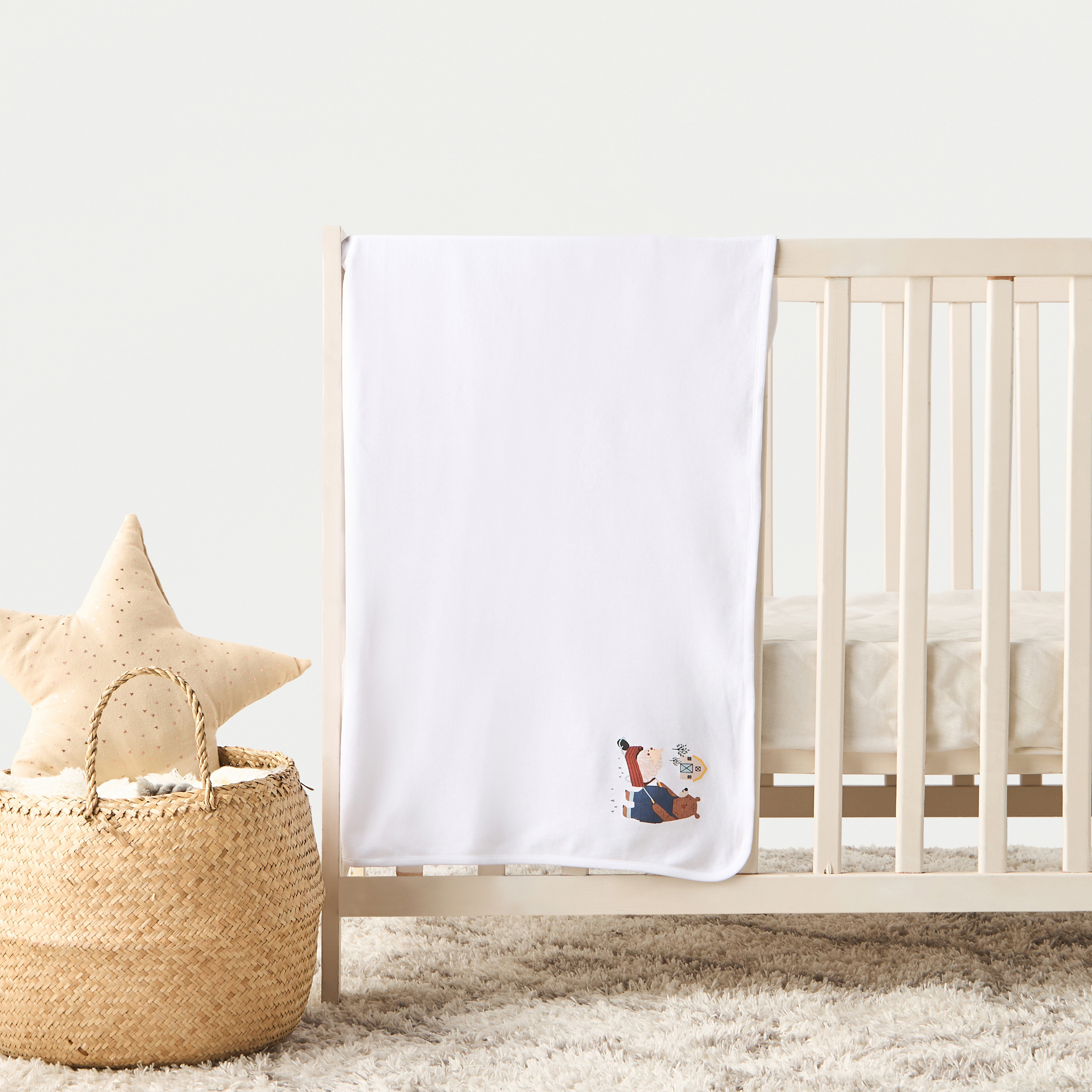 Juniors Bear Print Receiving Blanket - 80x80 cm-baby-nursery-blanketsandswaddles-receivingblankets-image-1