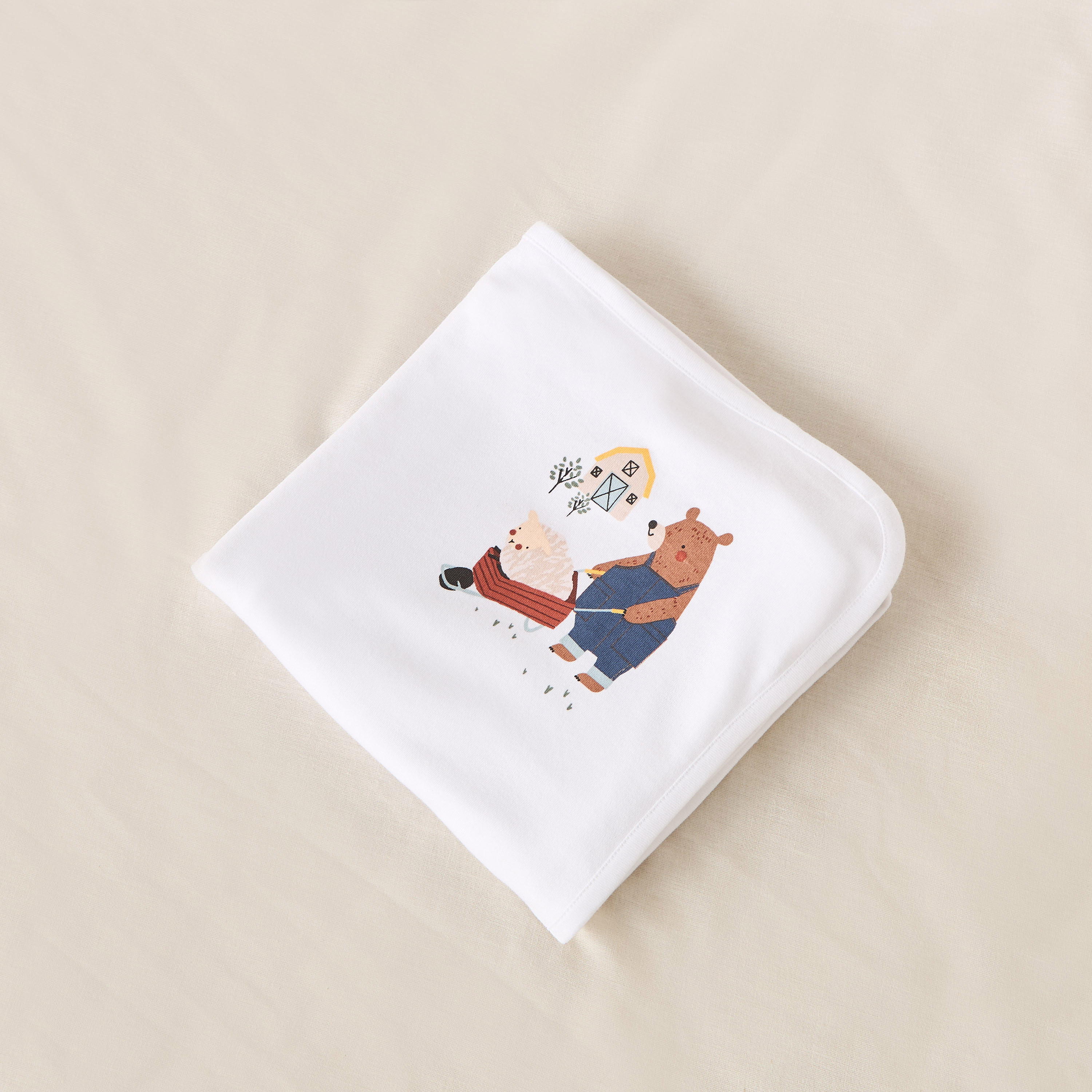 Juniors Bear Print Receiving Blanket - 80x80 cm-baby-nursery-blanketsandswaddles-receivingblankets-image-4