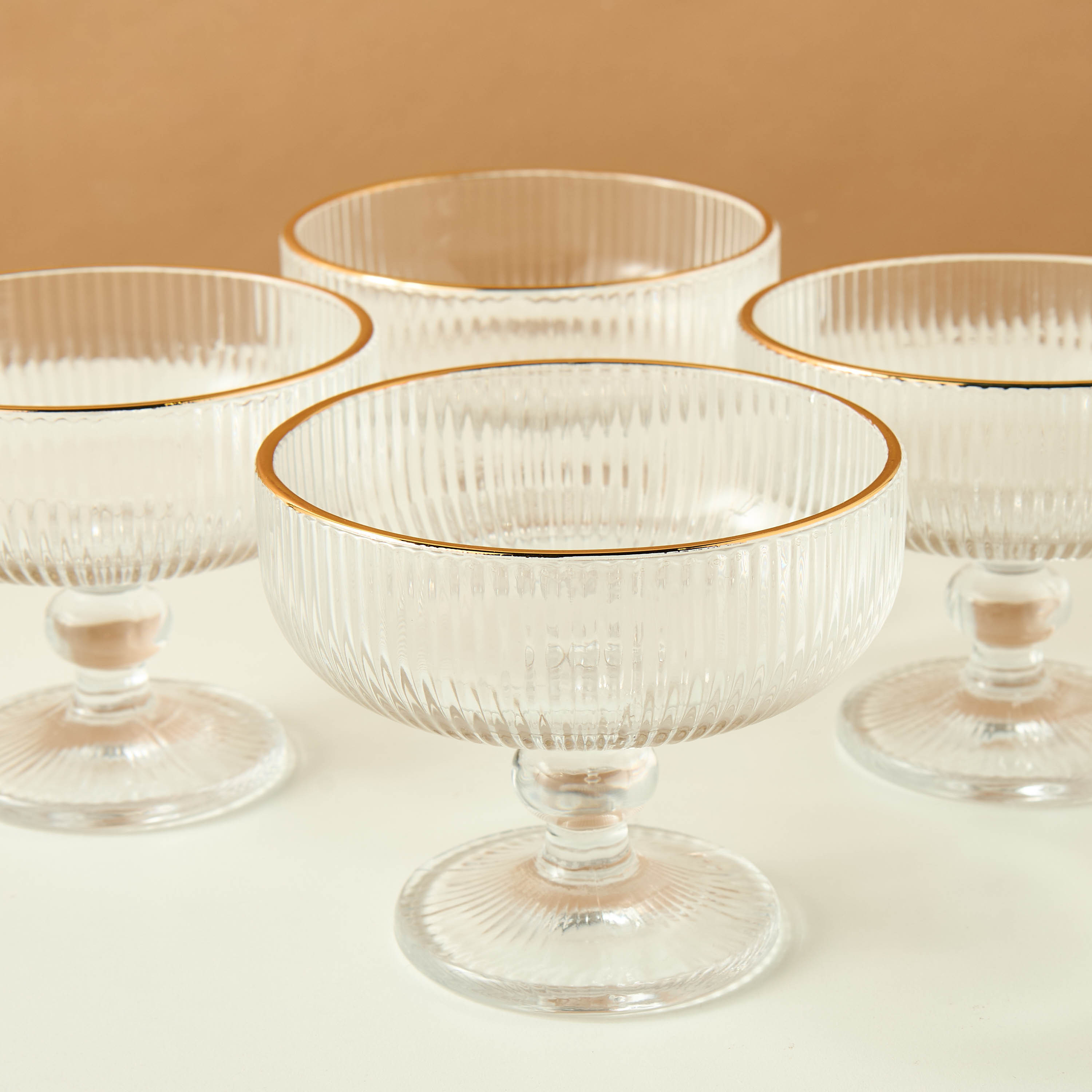Textured Glass Ice Cream Bowl - Set of 4-household-dining-shopbysolutions-dessert-image-4