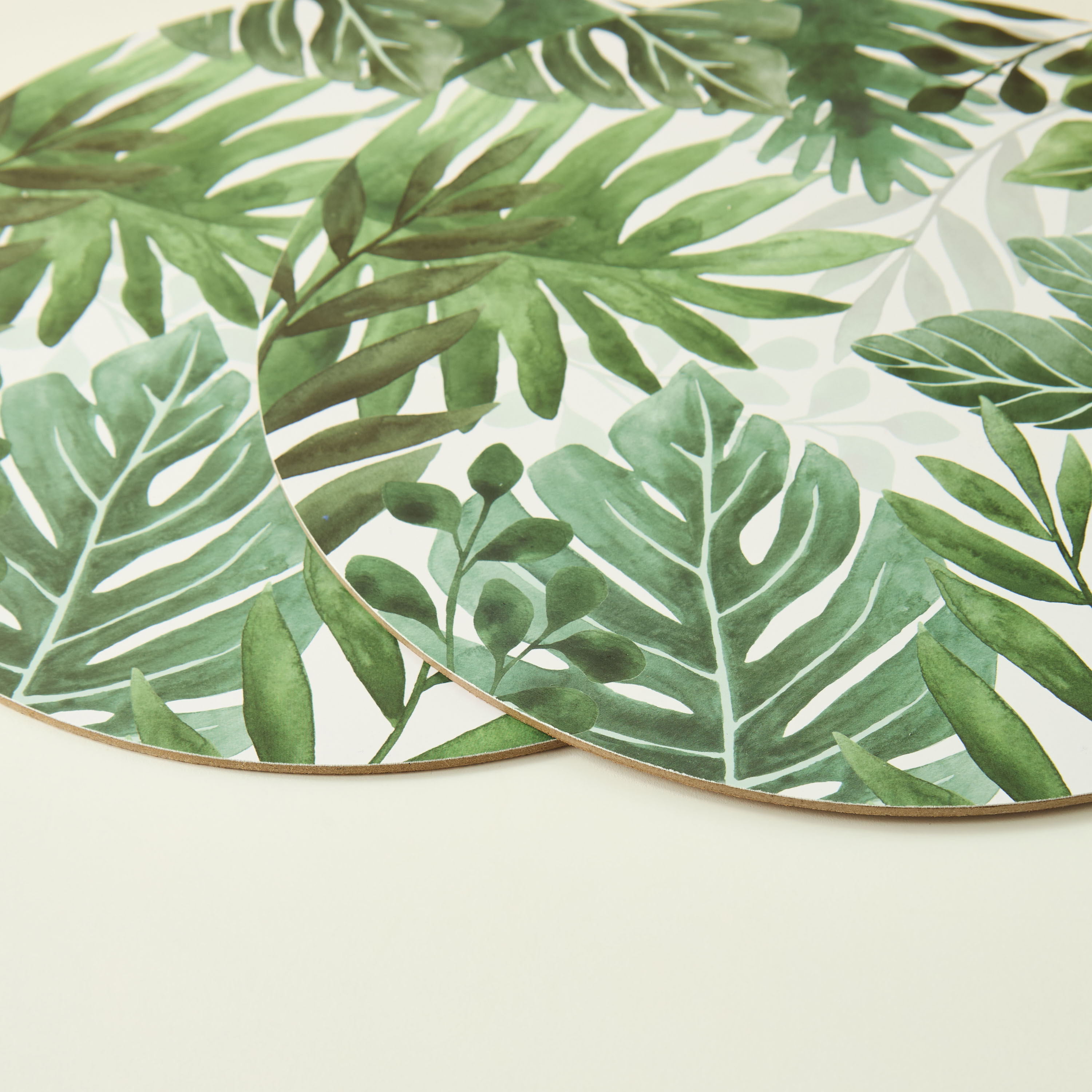 Leaf Print 2-Piece Round Cork Placemat Set - 30 cms-household-decor-decorativeobjectsandsculptures-image-4