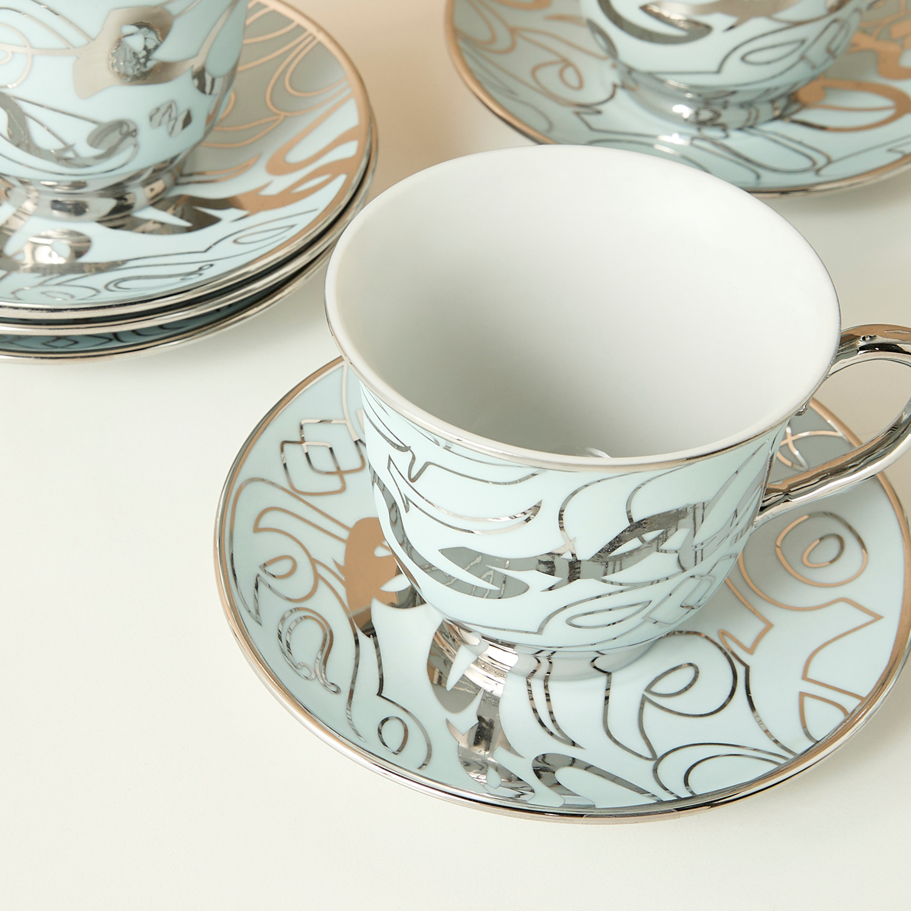 Calligraphy Printed 13-Piece Porcelain Tea Set-household-dining-teaandcoffee-teaandcoffeesets-image-3