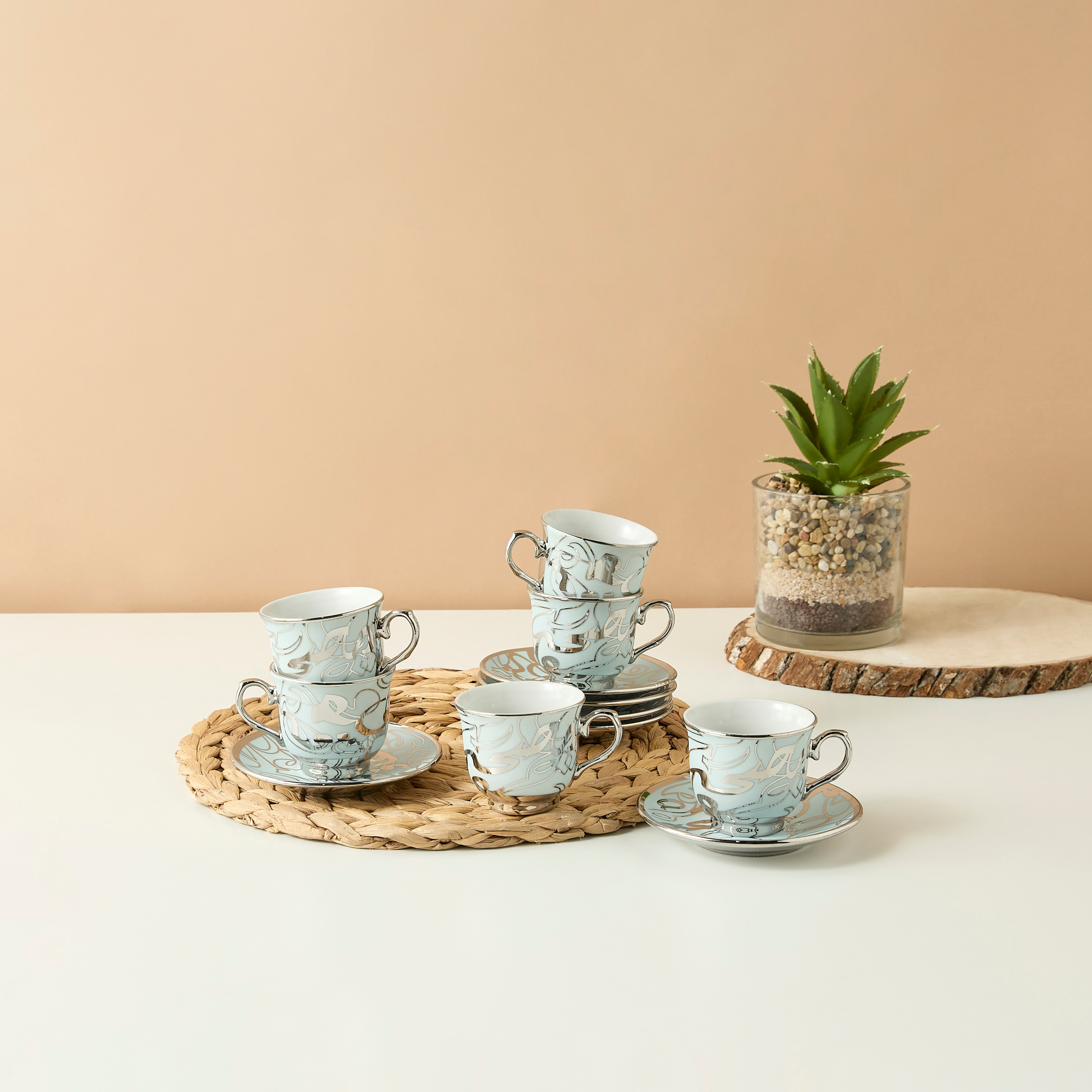 Calligraphy 12-Piece Printed Porcelain Coffee Set - 90 ml-household-dining-teaandcoffee-teaandcoffeesets-image-1