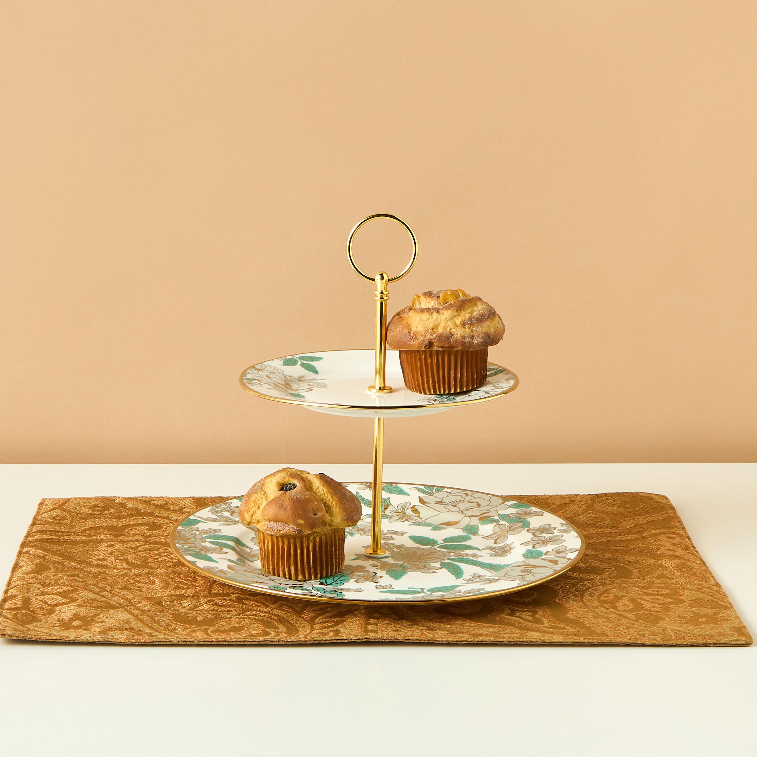 Calligraphy New Bone China 2-Tier Cake Stand-household-dining-serveware-cakestands-image-1