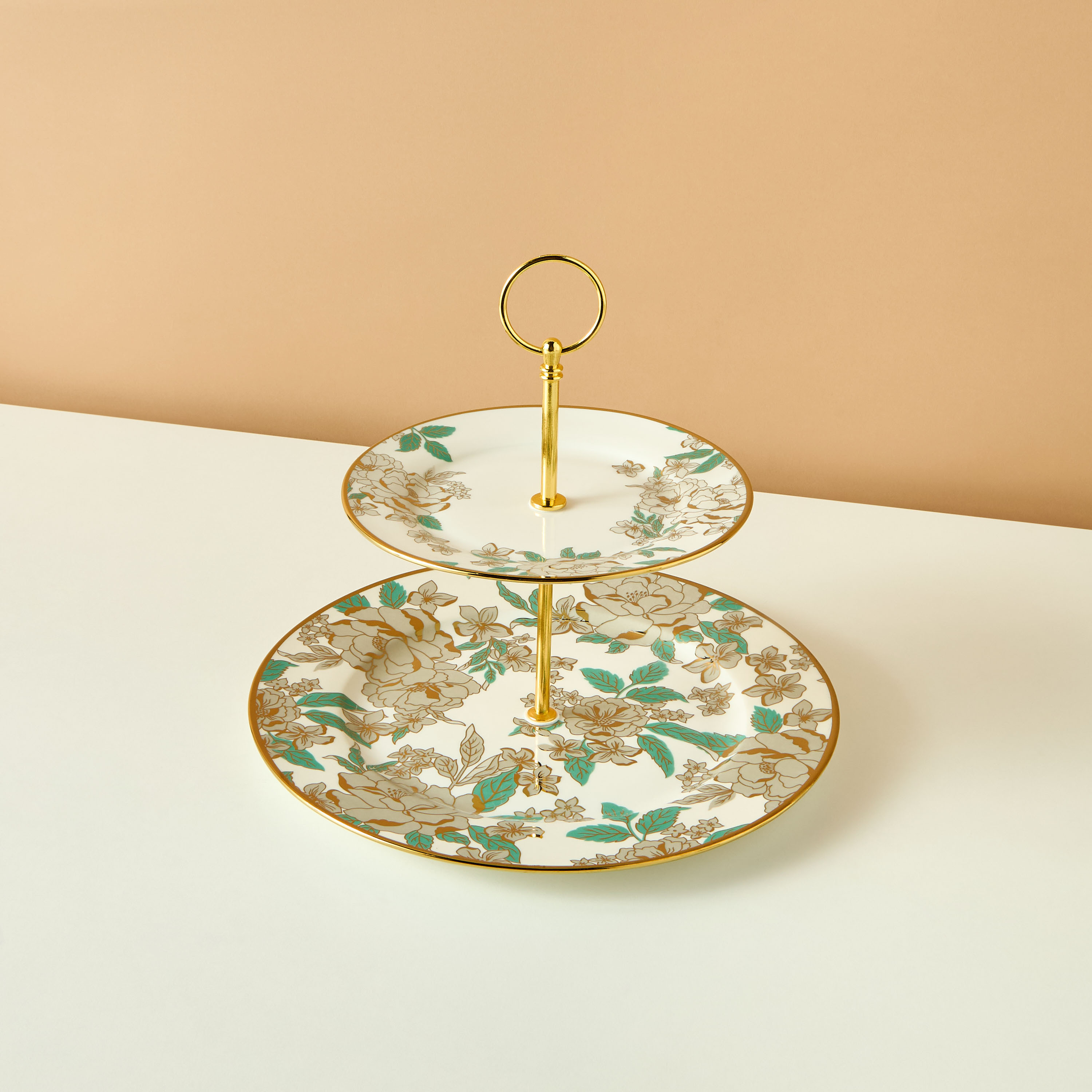 Calligraphy New Bone China 2-Tier Cake Stand-household-dining-serveware-cakestands-image-3