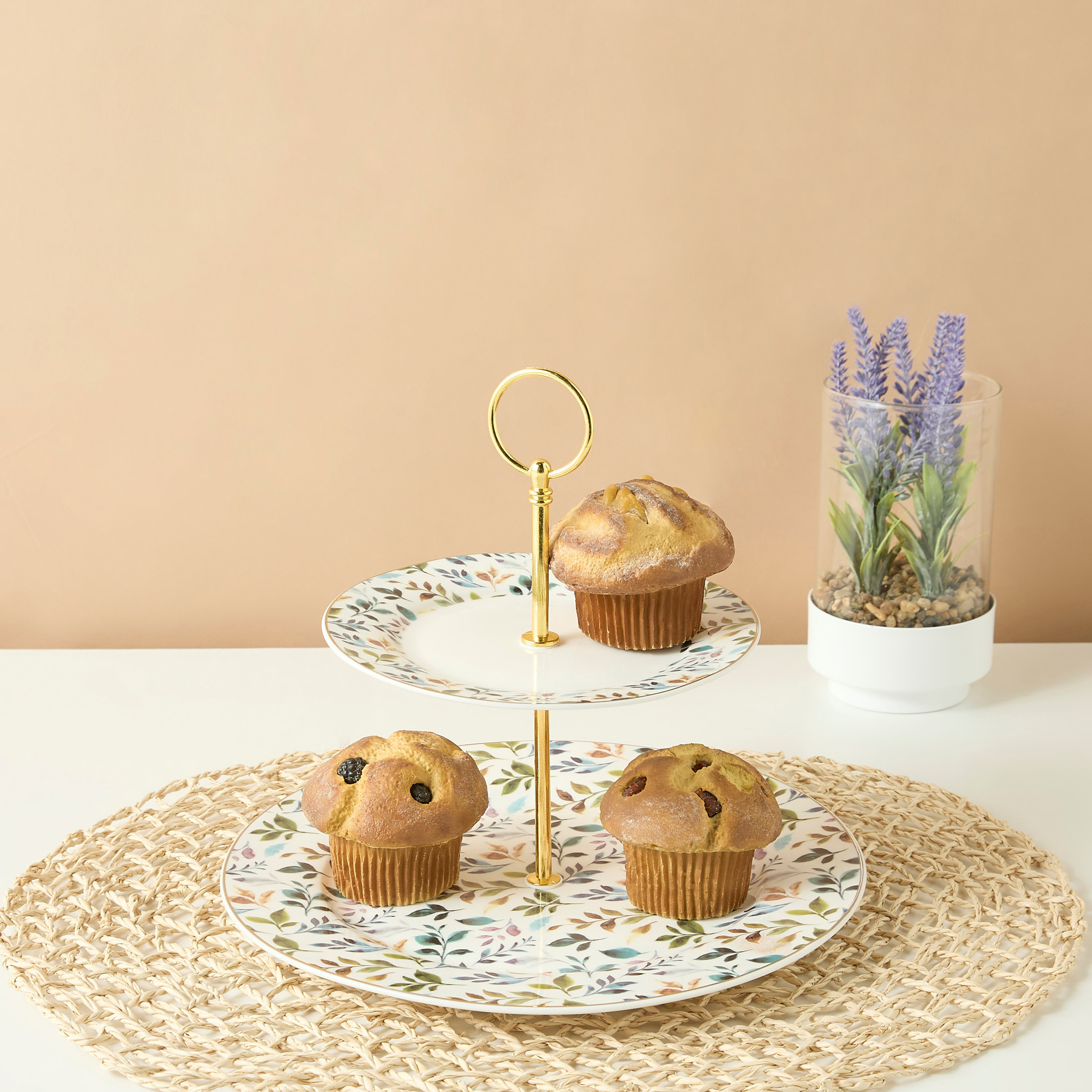 Botanic Printed 2-Tiered New Bone Chine Cake Stand-household-dining-serveware-cakestands-image-2