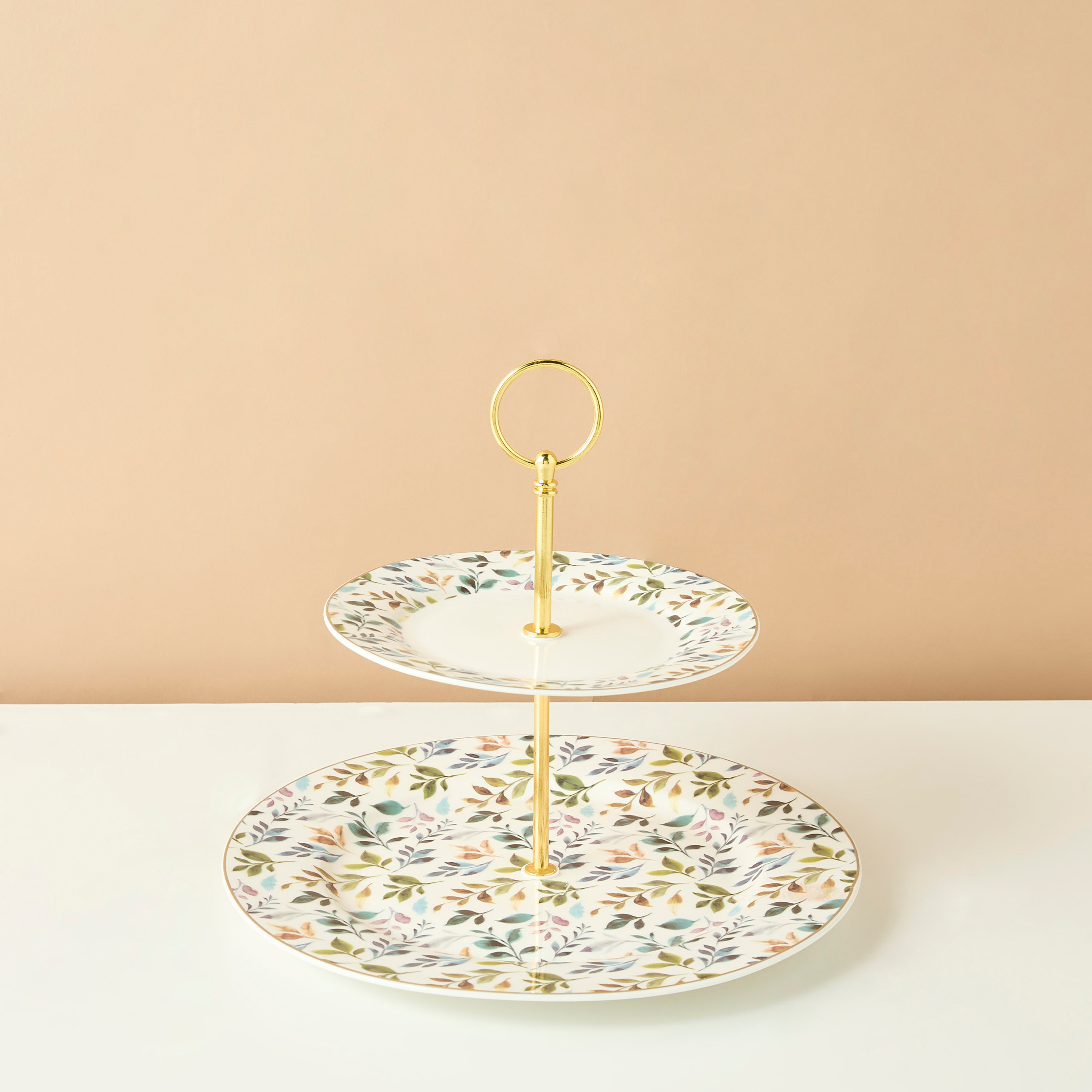 Botanic Printed 2-Tiered New Bone Chine Cake Stand-household-dining-serveware-cakestands-image-1