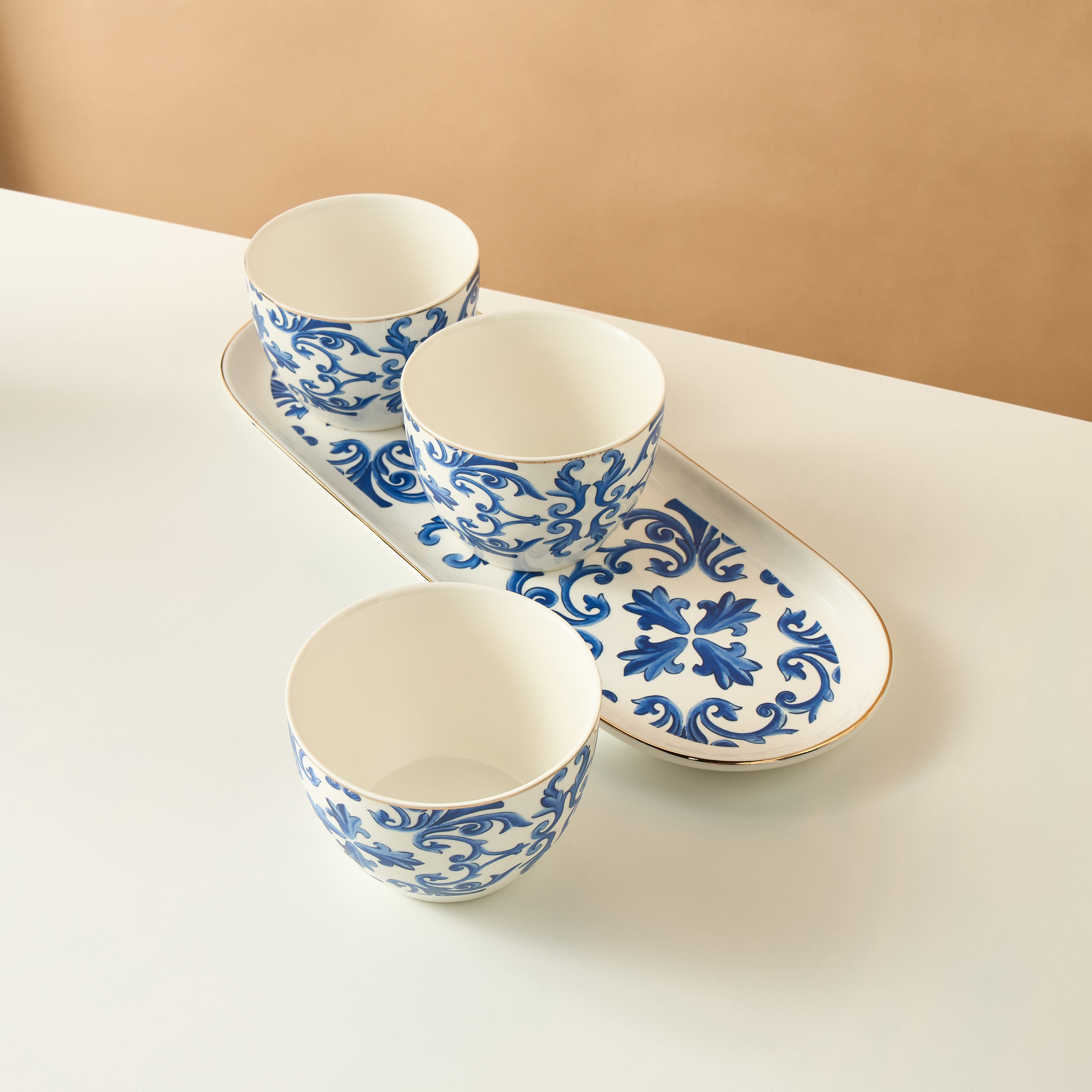 Gia Como 4-Piece New Bone China Tray and Bowl Set-household-dining-dinnerware-bowls-image-3
