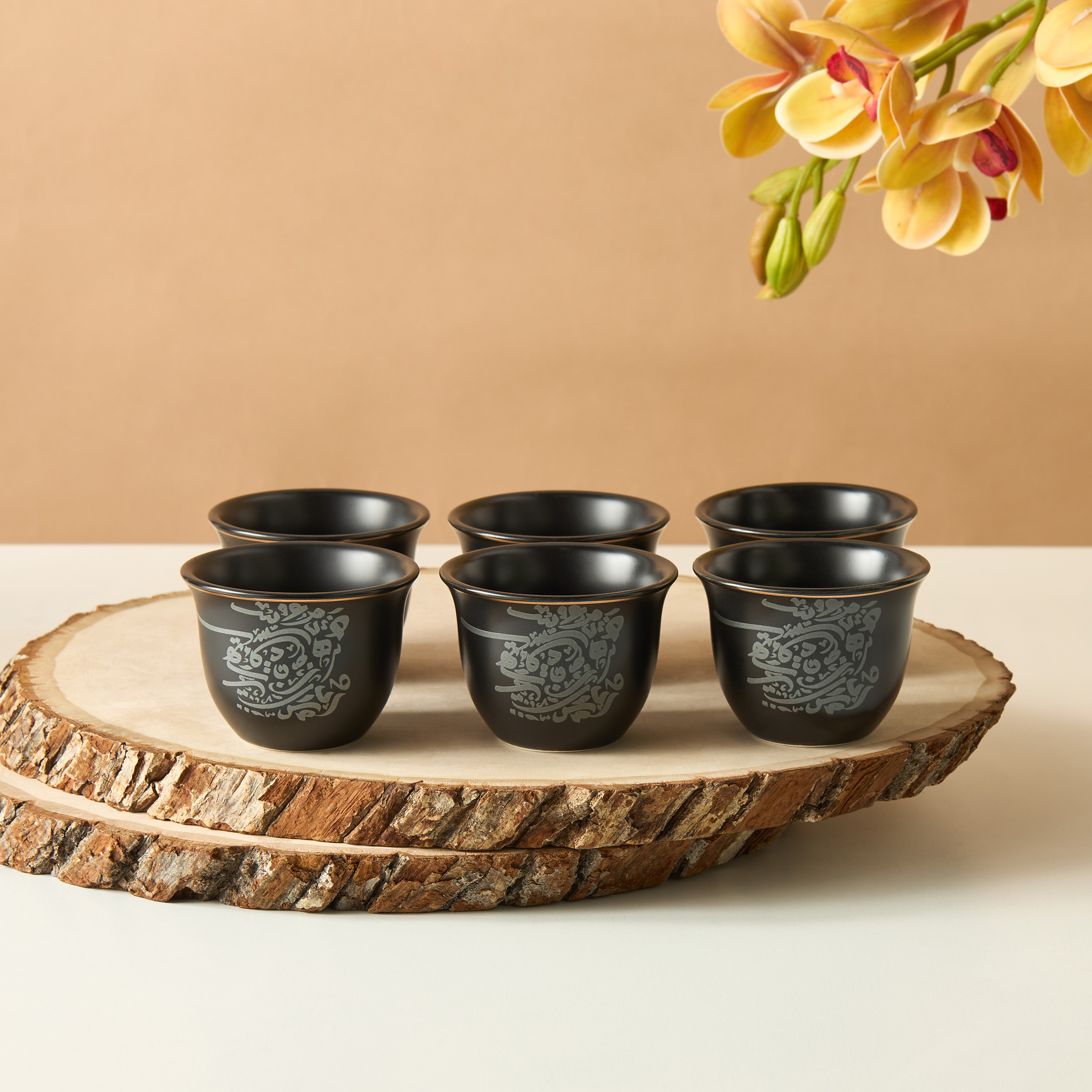 Arabic Calligraphy Print 6-Piece Kahwa Cup Set - 65 ml-household-dining-teaandcoffee-teaandcoffeesets-image-1