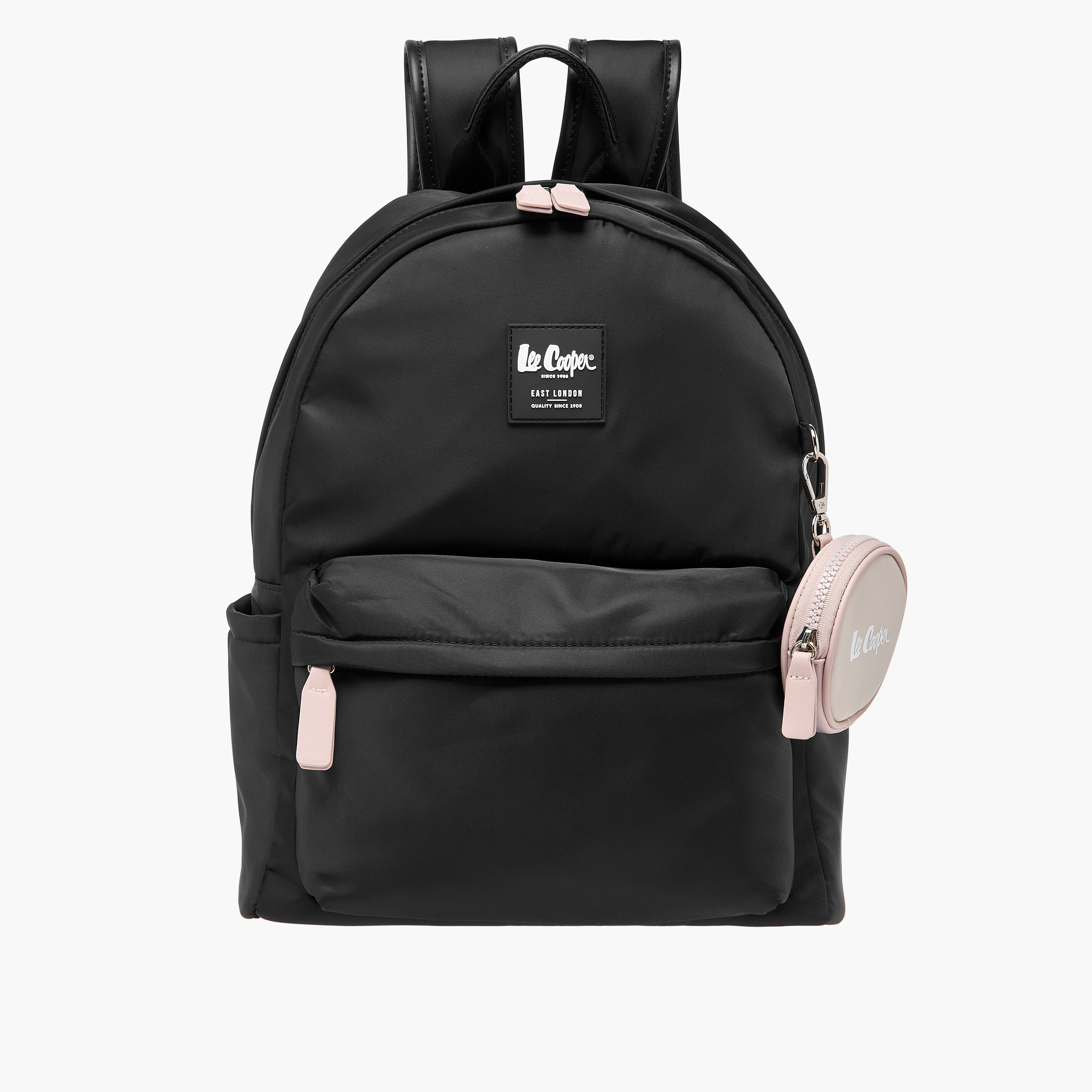 Lee Cooper Logo Print Backpack with Adjustable Shoulder Straps and Coin Pouch - 31x41x19 cm-women-bagsandwallets-backpacks-image-1