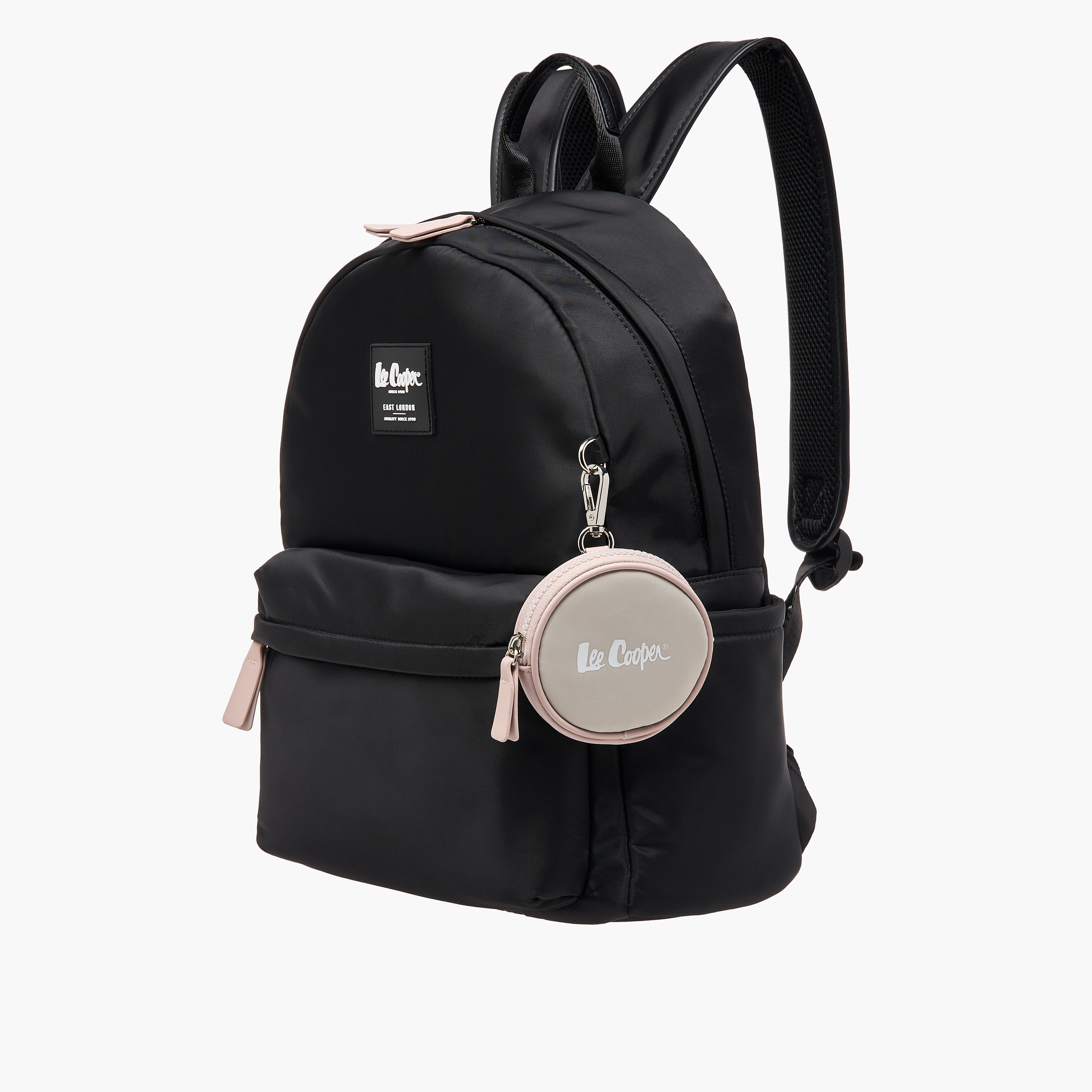 Lee Cooper Logo Print Backpack with Adjustable Shoulder Straps and Coin Pouch - 31x41x19 cm-women-bagsandwallets-backpacks-image-2
