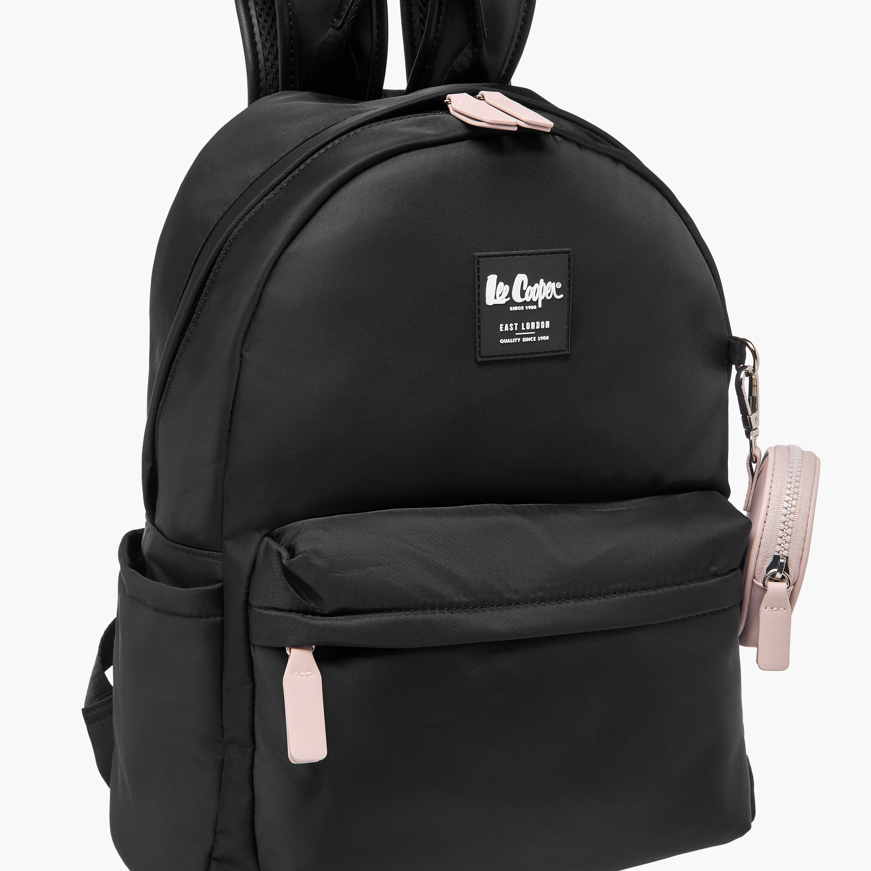 Lee Cooper Logo Print Backpack with Adjustable Shoulder Straps and Coin Pouch - 31x41x19 cm-women-bagsandwallets-backpacks-image-4