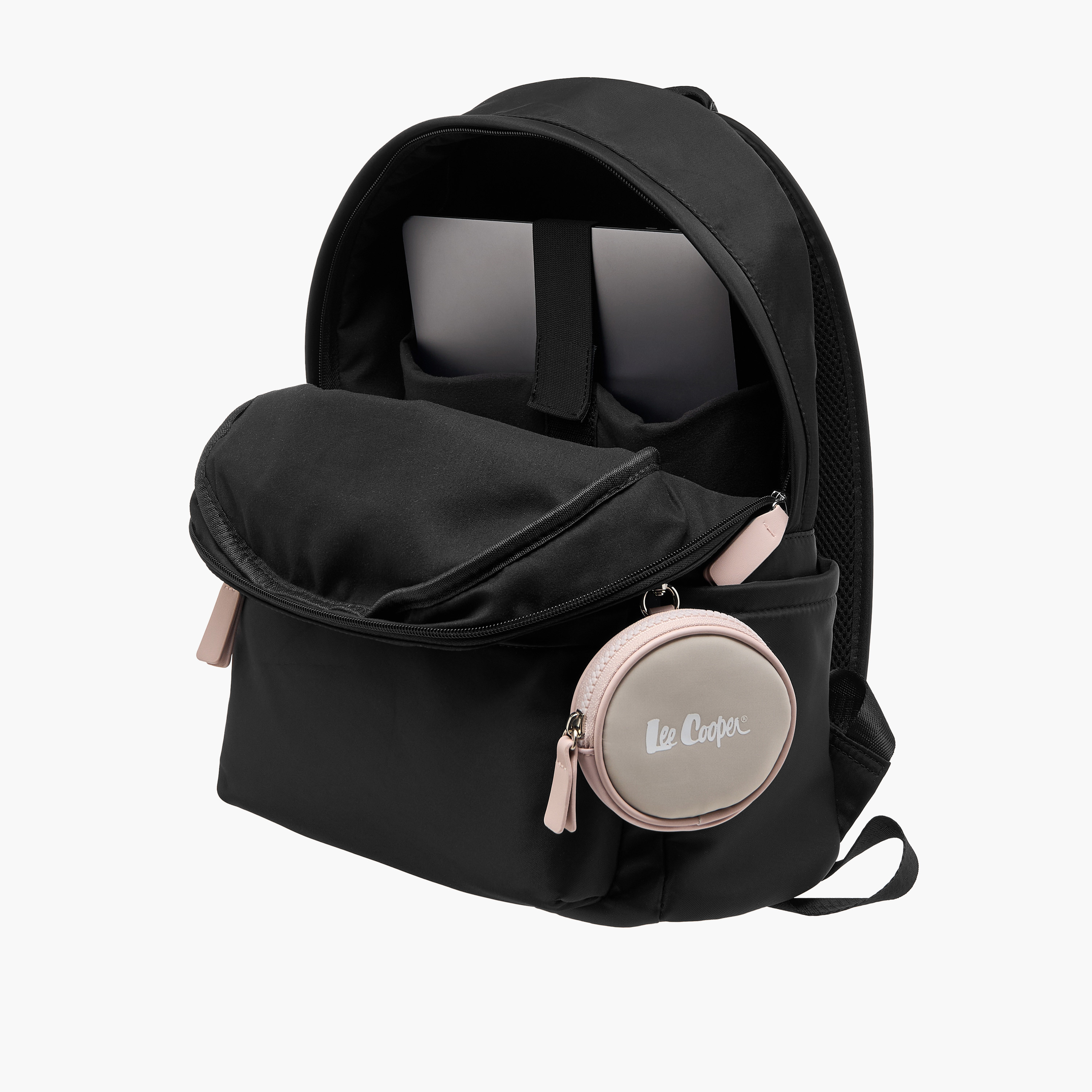 Lee Cooper Logo Print Backpack with Adjustable Shoulder Straps and Coin Pouch - 31x41x19 cm-women-bagsandwallets-backpacks-image-7