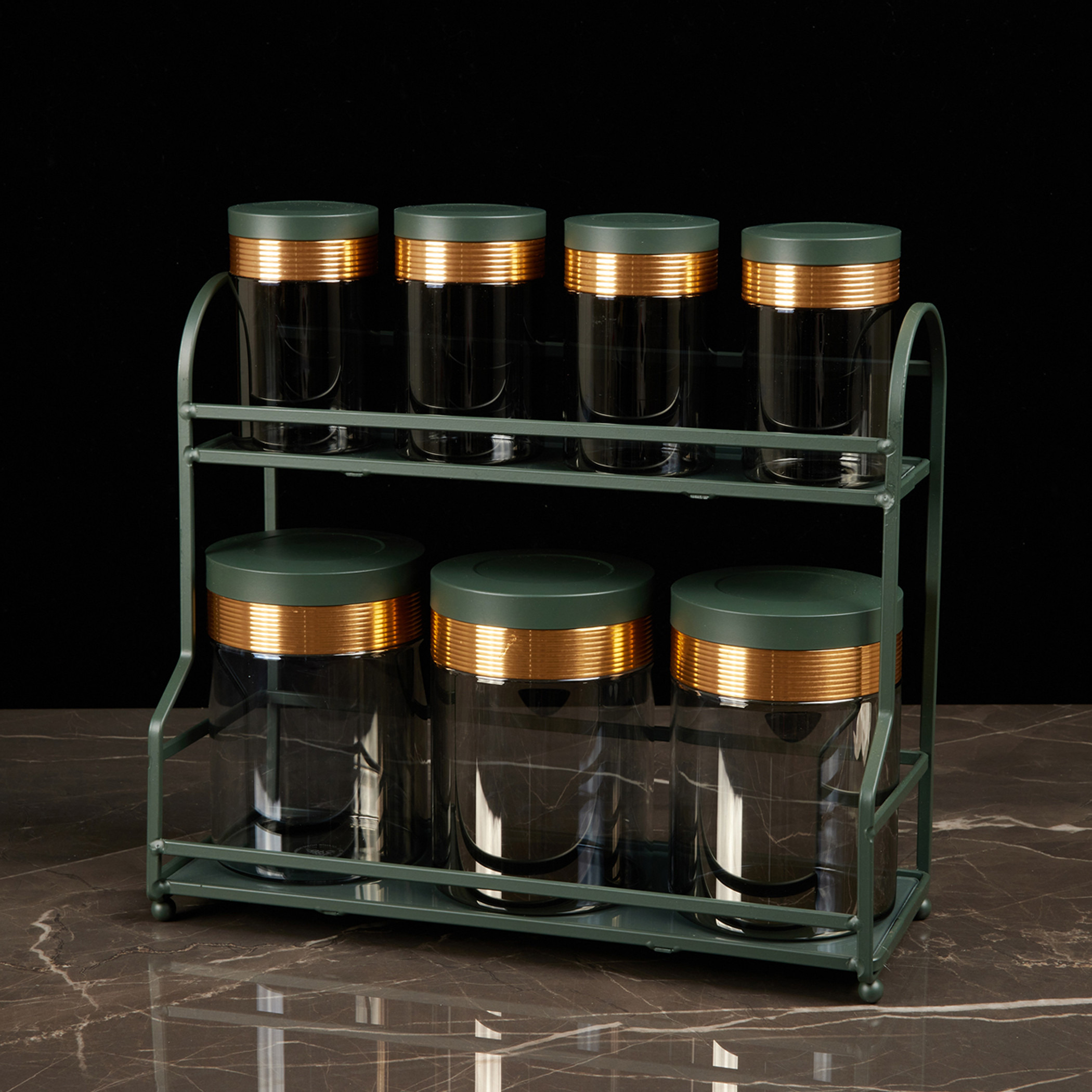 Otantik 7-Piece Porcelain Canister Set with Stand-household-kitchen-foodstorage-containers-image-2