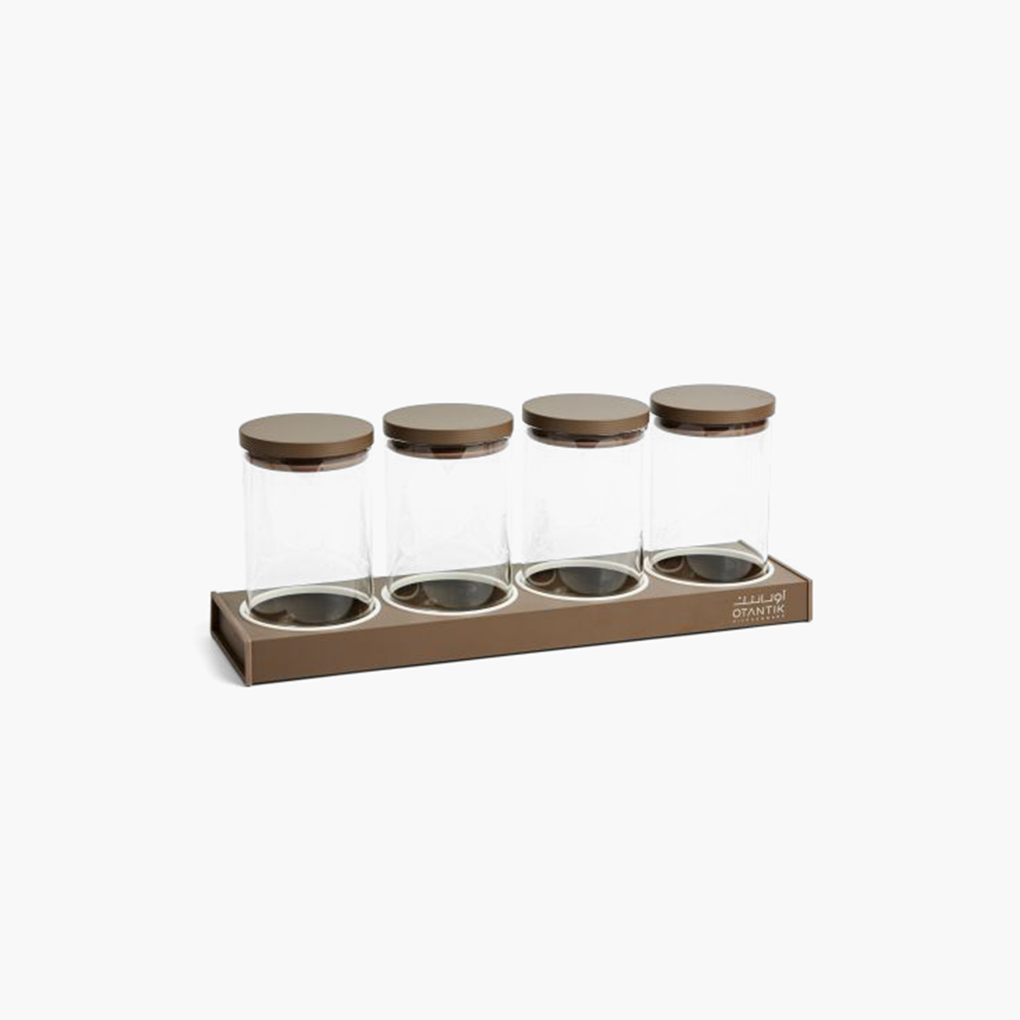 Otantik 4-Piece Porcelain Canister Set with Tray-household-kitchen-foodstorage-canistersandjars-image-1
