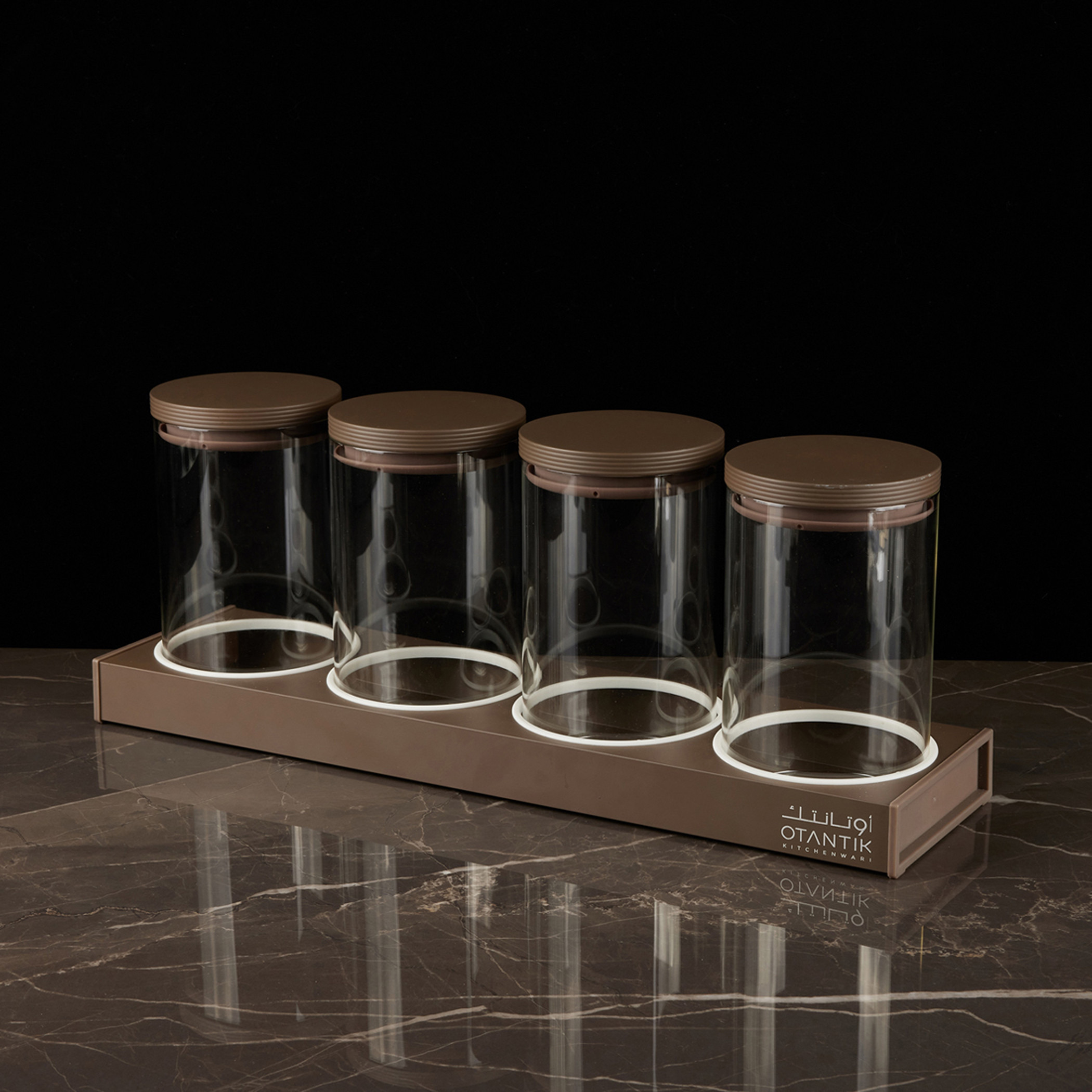 طقم علب بورسلان وصينية 4 قطع من أوتانتيك-household-kitchen-foodstorage-canistersandjars-image-2
