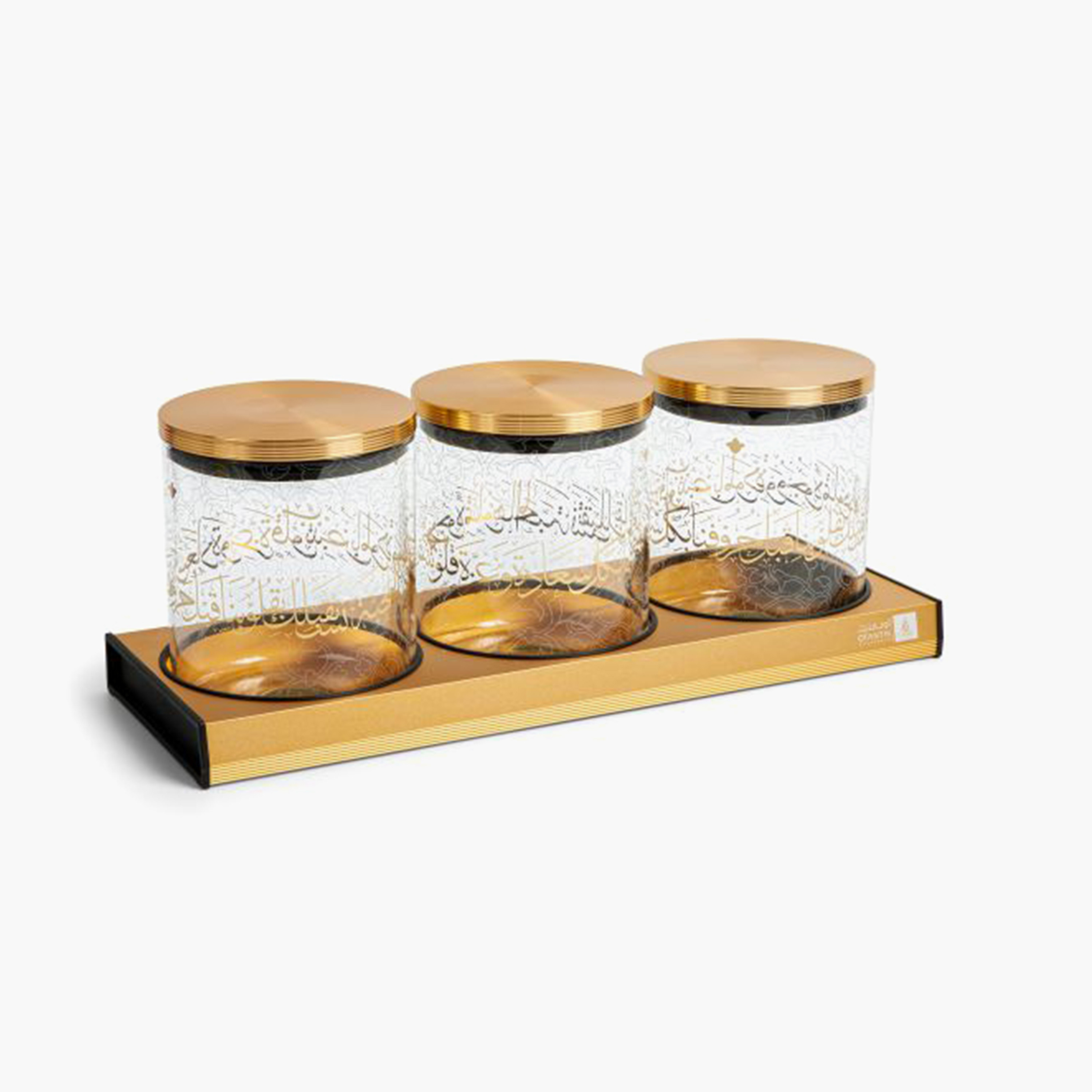طقم جرات بطبعات 4 قطع مع غطاء وصينية من أوتانتيك-household-dining-dinnerware-bowls-image-1