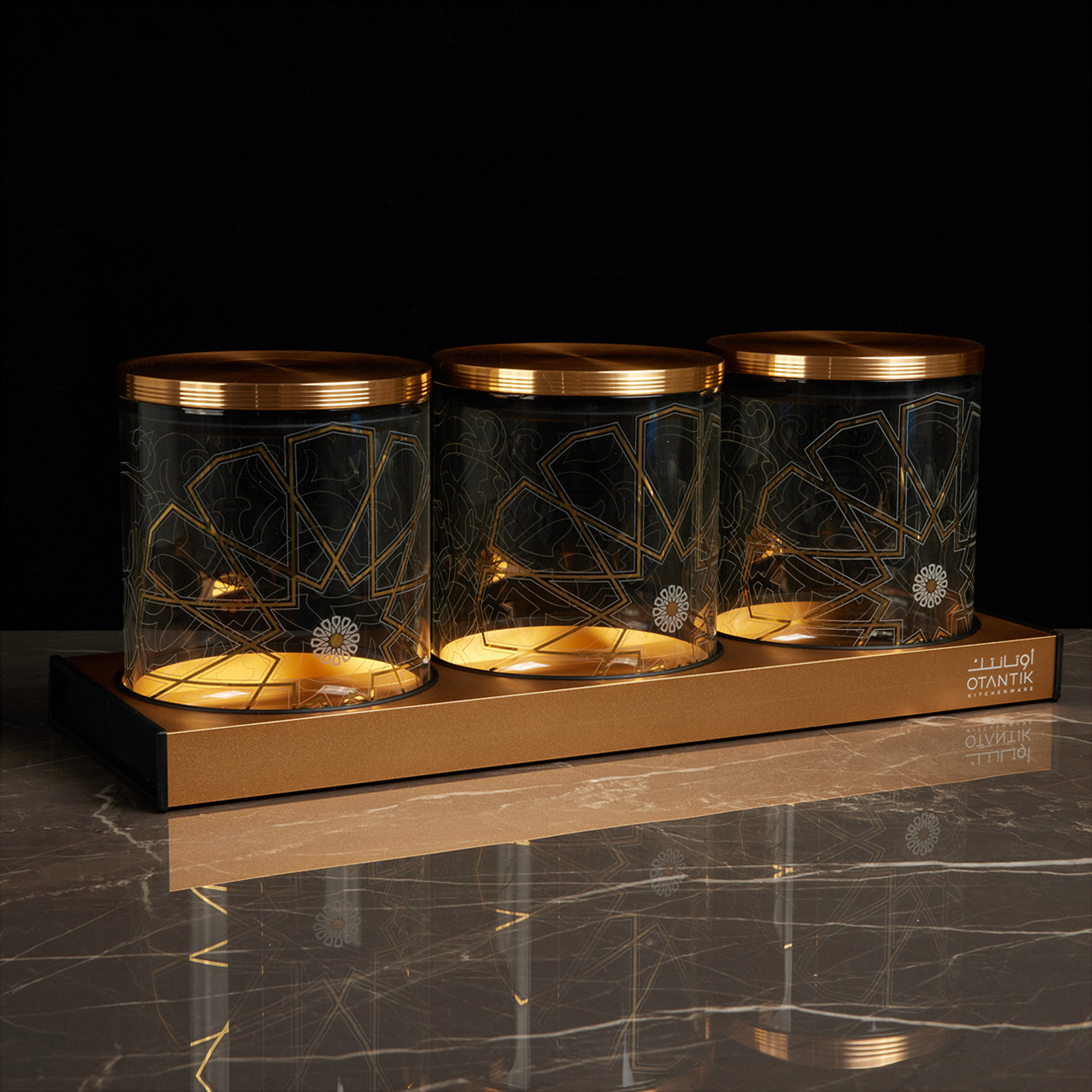 طقم جرّات ديكور وصينية 4 قطع من أوتانتيك-household-kitchen-foodstorage-canistersandjars-image-2