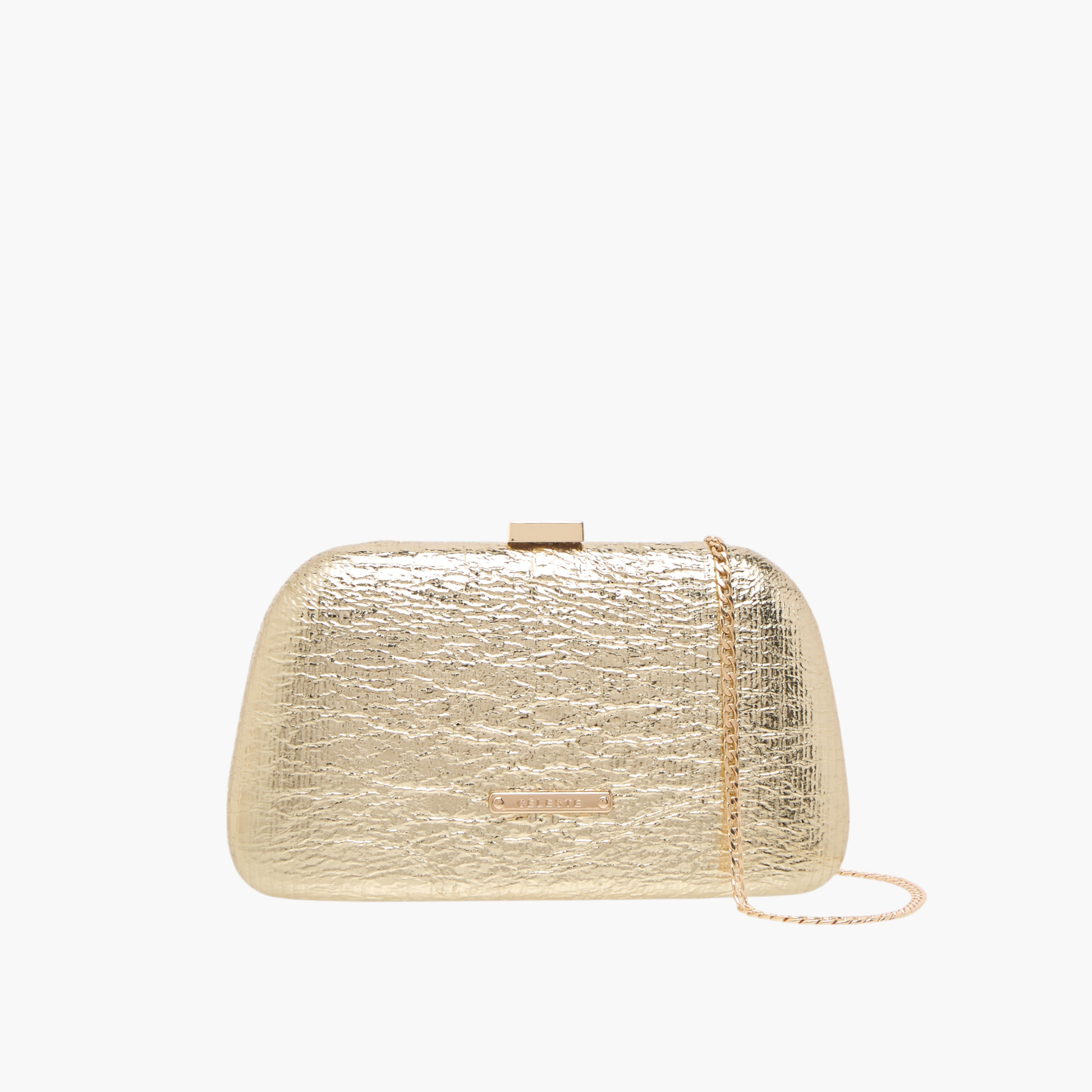 شنطة كروس بودي بارزة الملمس بحزام سلسلة وطية إغلاق من سيليست-women-bagsandwallets-handbags-image-1