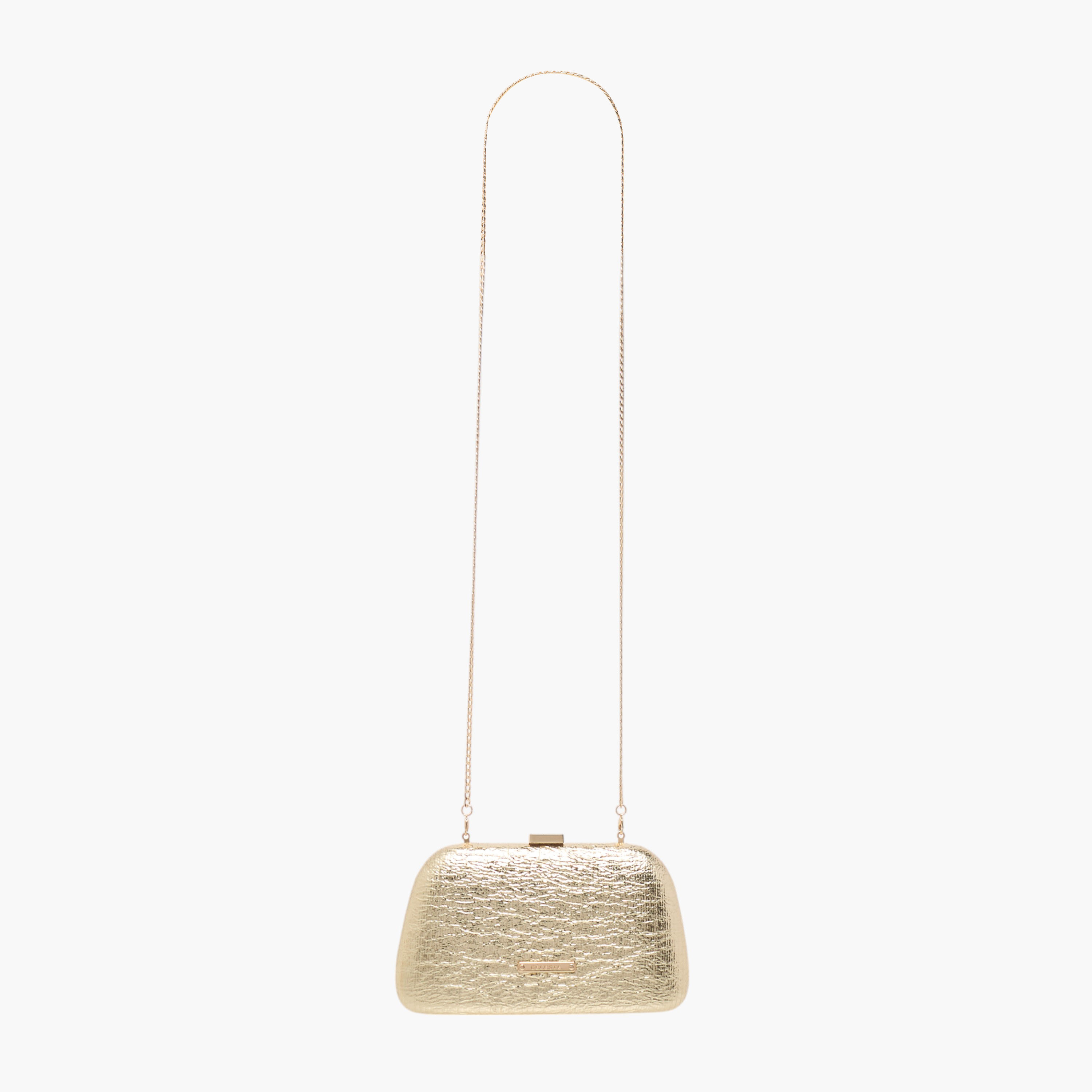 شنطة كروس بودي بارزة الملمس بحزام سلسلة وطية إغلاق من سيليست-women-bagsandwallets-handbags-image-2