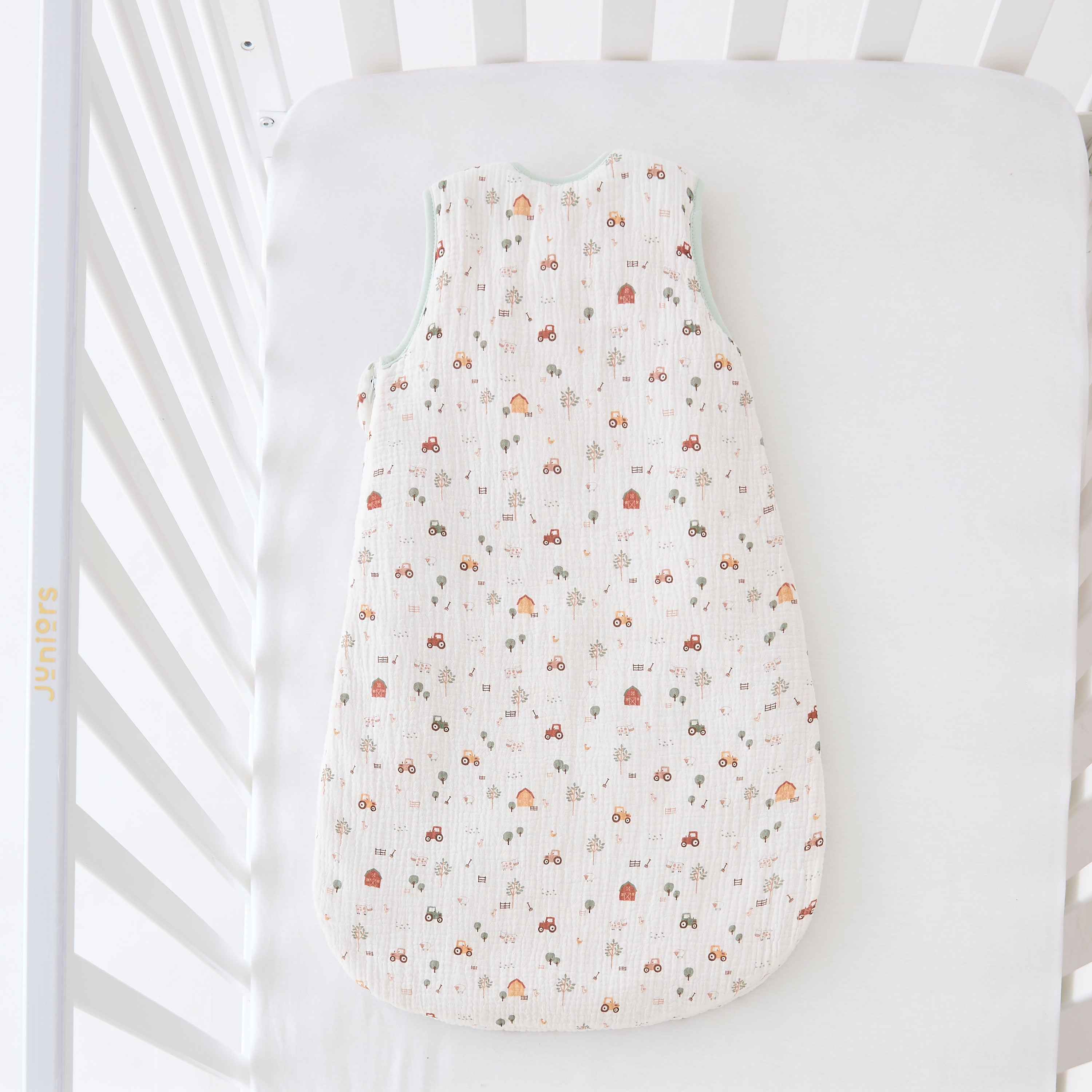Juniors Farmyard Print Muslin 2 TOG Sleeping Bag - 0-6 months-baby-nursery-blanketsandswaddles-swaddlesandsleepingbags-image-3