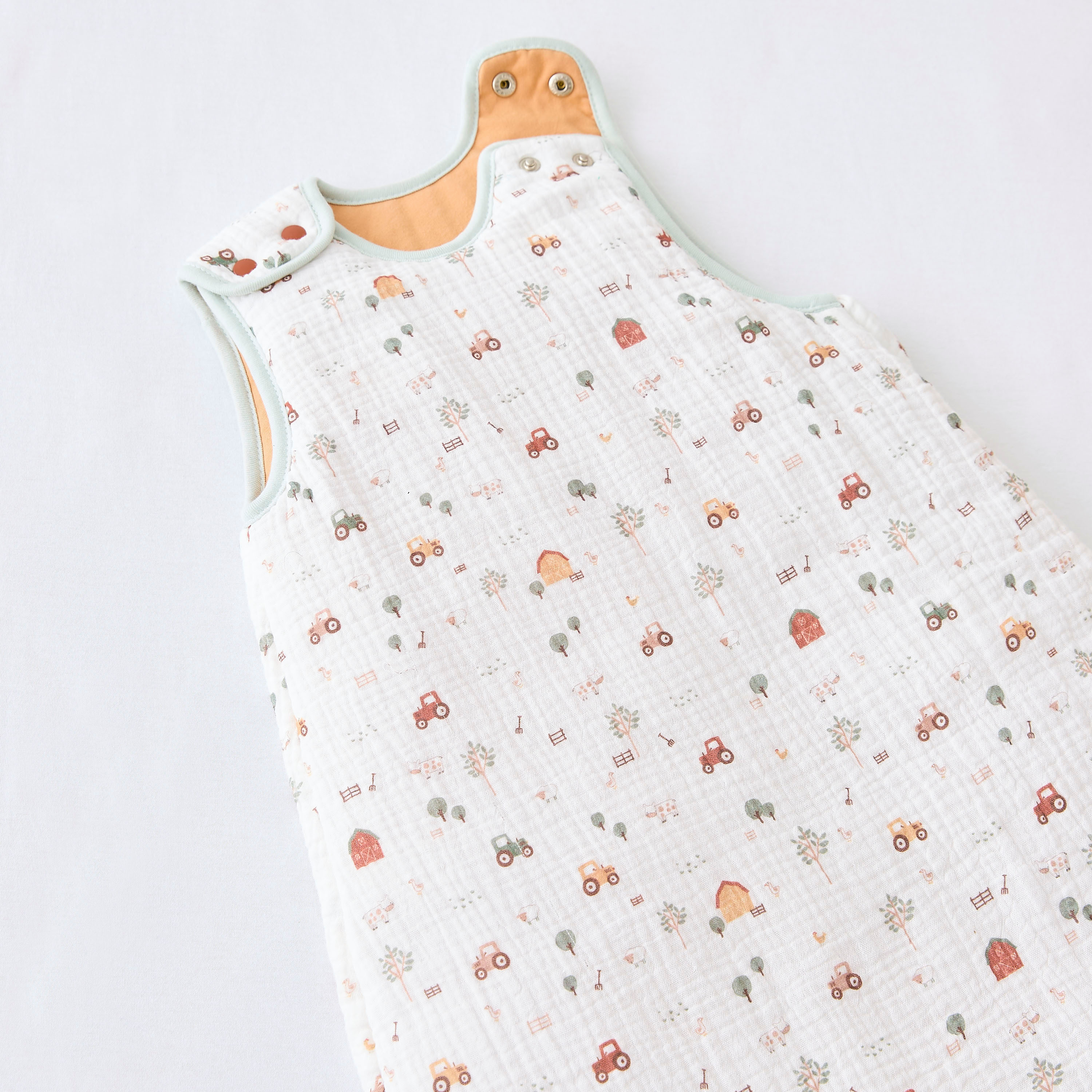 Juniors Farmyard Print Muslin 2 TOG Sleeping Bag - 0-6 months-baby-nursery-blanketsandswaddles-swaddlesandsleepingbags-image-4