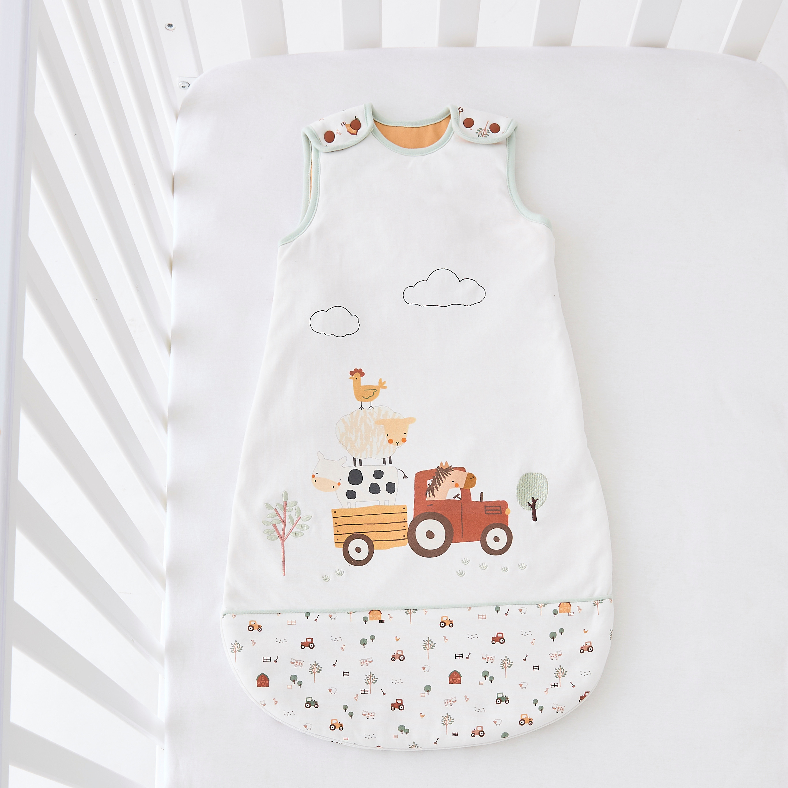 Juniors Farmyard Print Knitted 2 TOG Sleeping Bag - 0-6 months-baby-nursery-blanketsandswaddles-swaddlesandsleepingbags-image-1