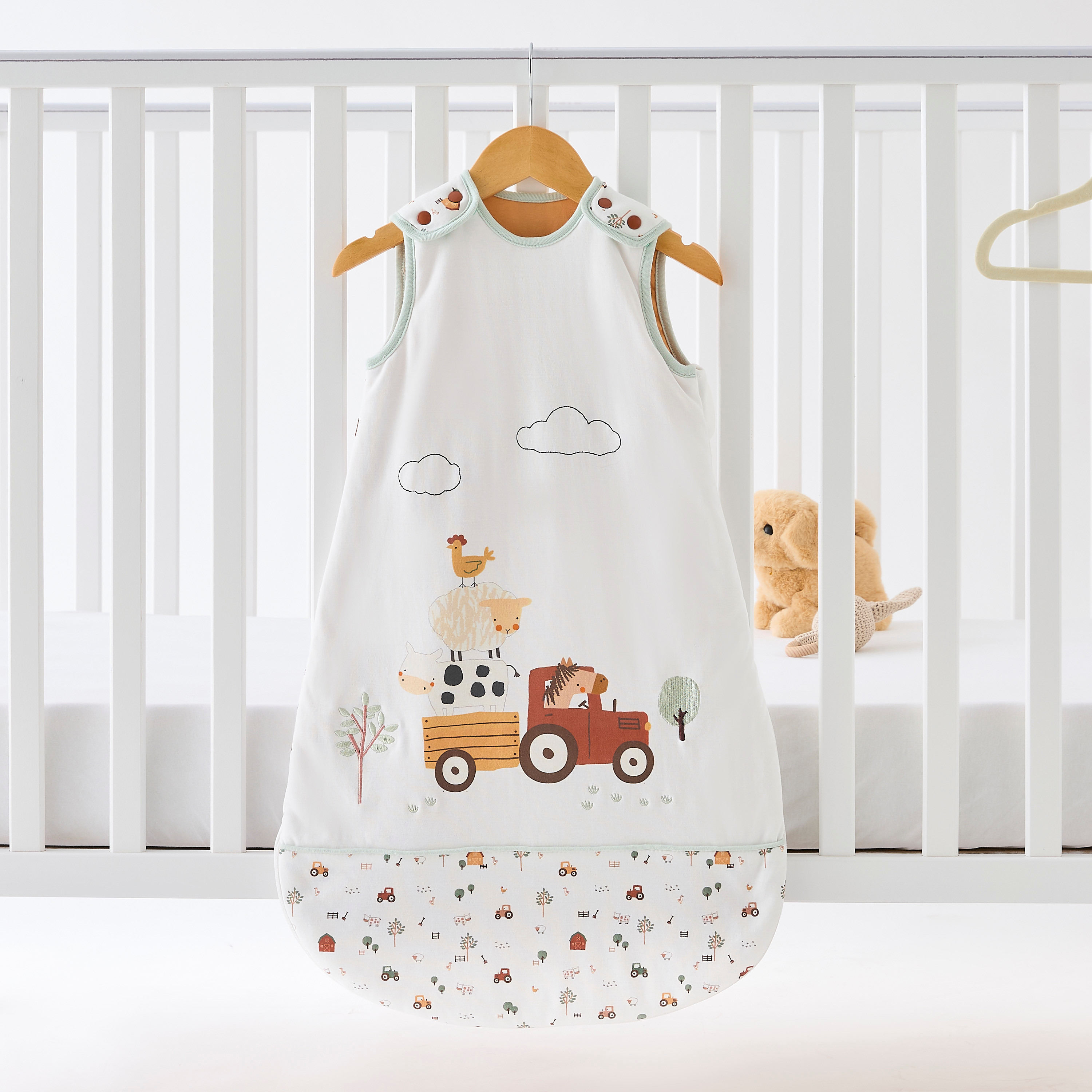 Juniors Farmyard Print Knitted 2 TOG Sleeping Bag - 0-6 months-baby-nursery-blanketsandswaddles-swaddlesandsleepingbags-image-2