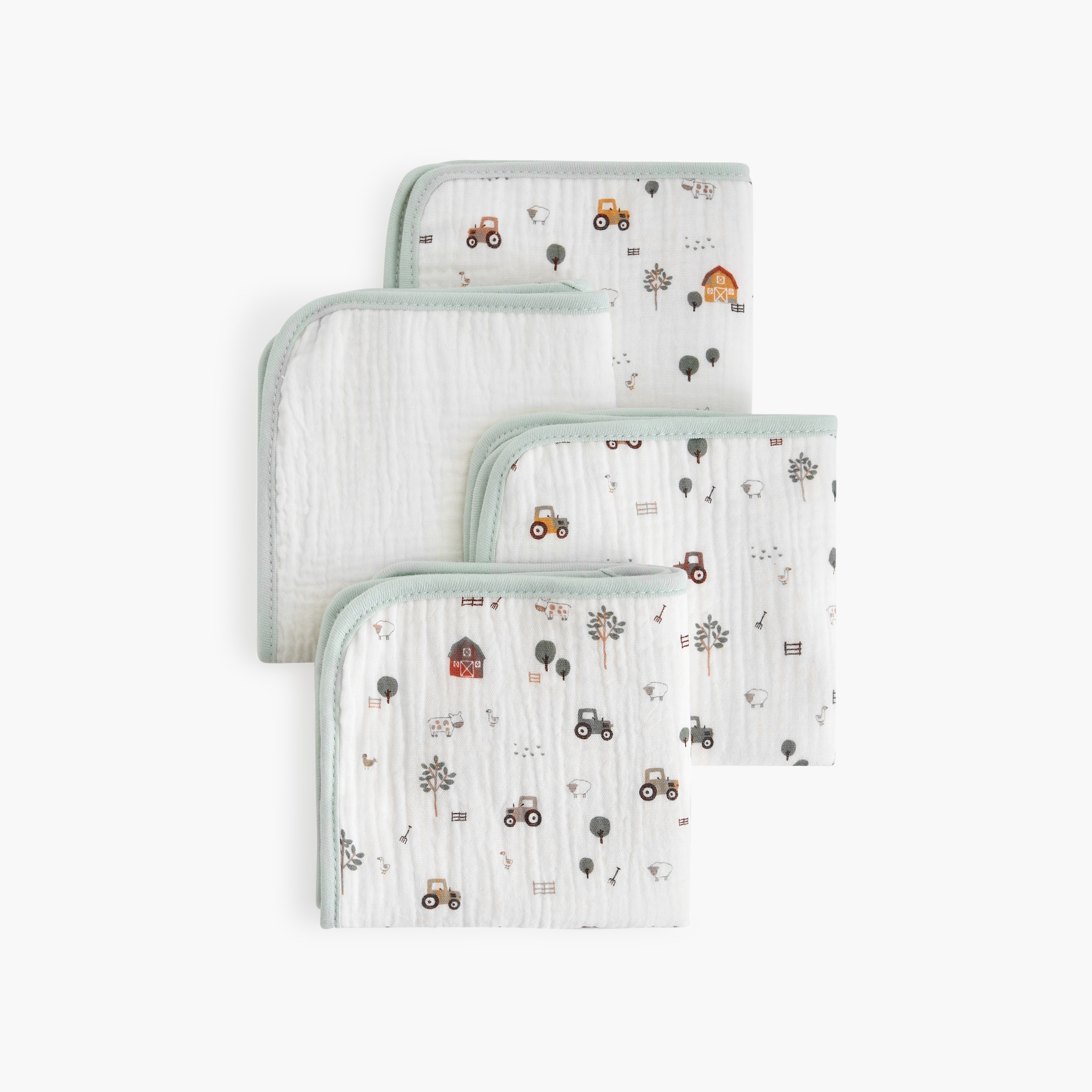 Juniors Assorted 4-Piece Muslin Wash Cloth Set - 30x30 cm-baby-bathandcare-towels-image-1