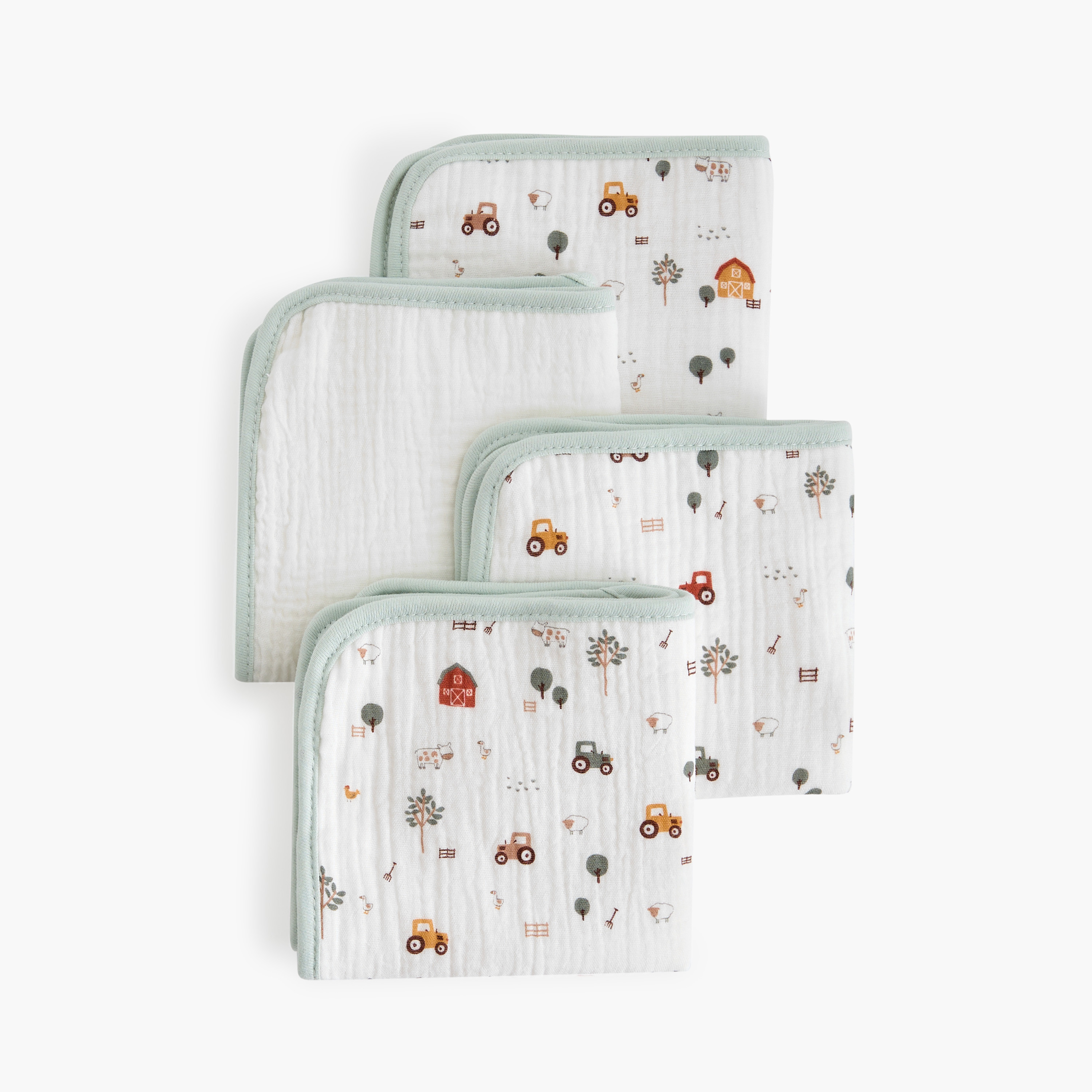 Juniors Assorted 4-Piece Muslin Wash Cloth Set - 30x30 cm-baby-bathandcare-towels-image-2