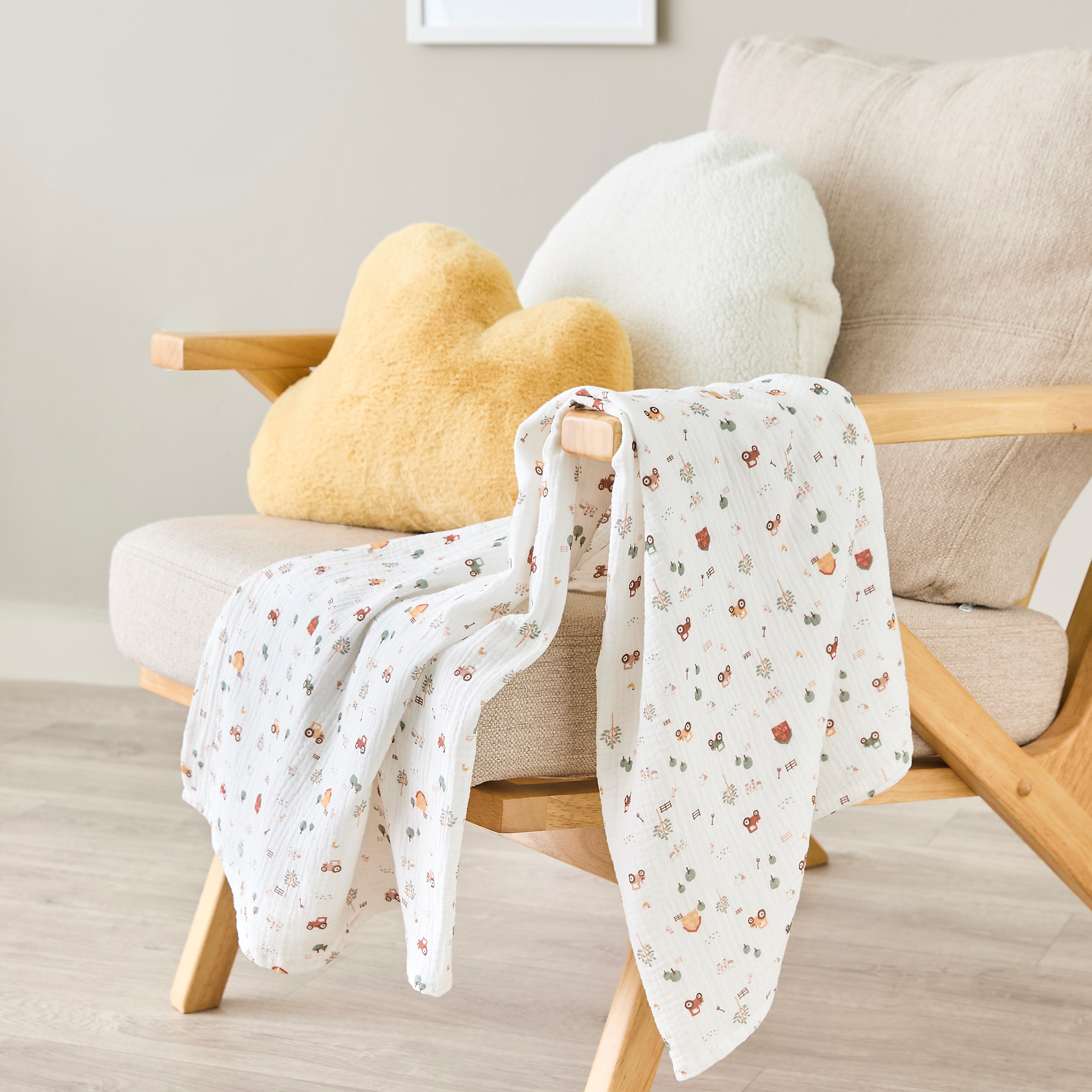 Juniors Farmyard Print 3-Piece Muslin Swaddle Blanket Set - 100x100 cm-baby-nursery-blanketsandswaddles-swaddlesandsleepingbags-image-2