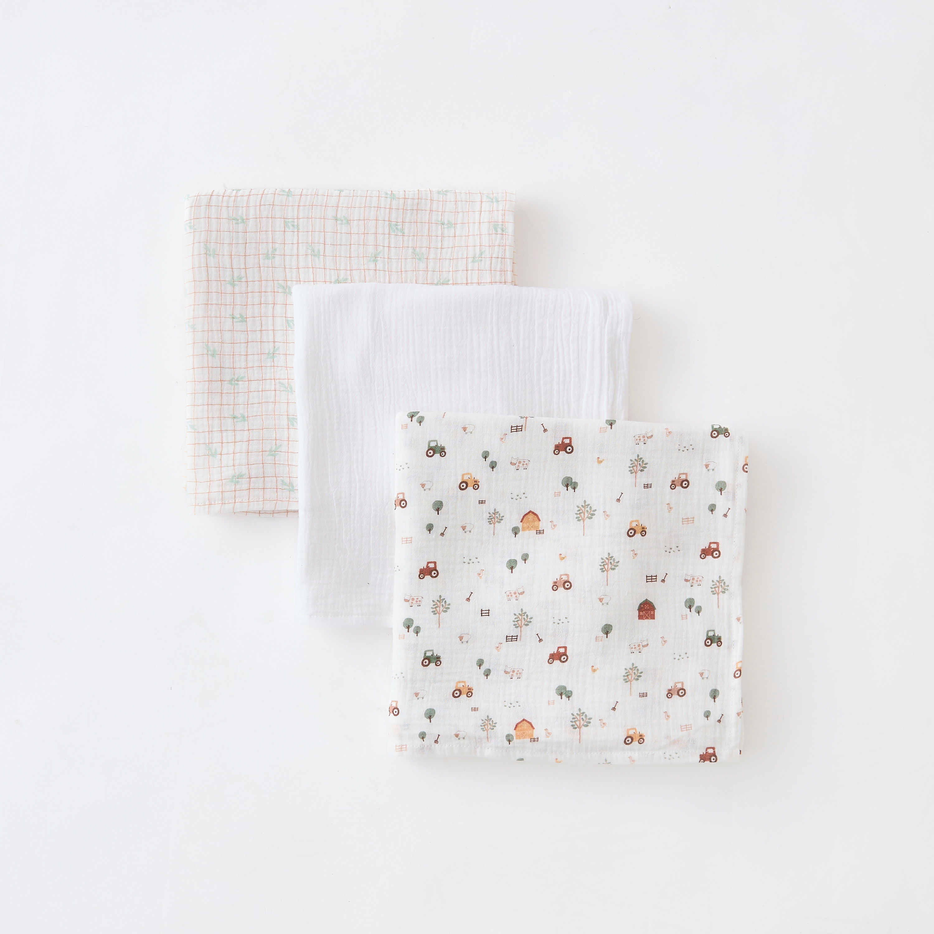 Juniors Farmyard Print 3-Piece Muslin Swaddle Blanket Set - 100x100 cm-baby-nursery-blanketsandswaddles-swaddlesandsleepingbags-image-3