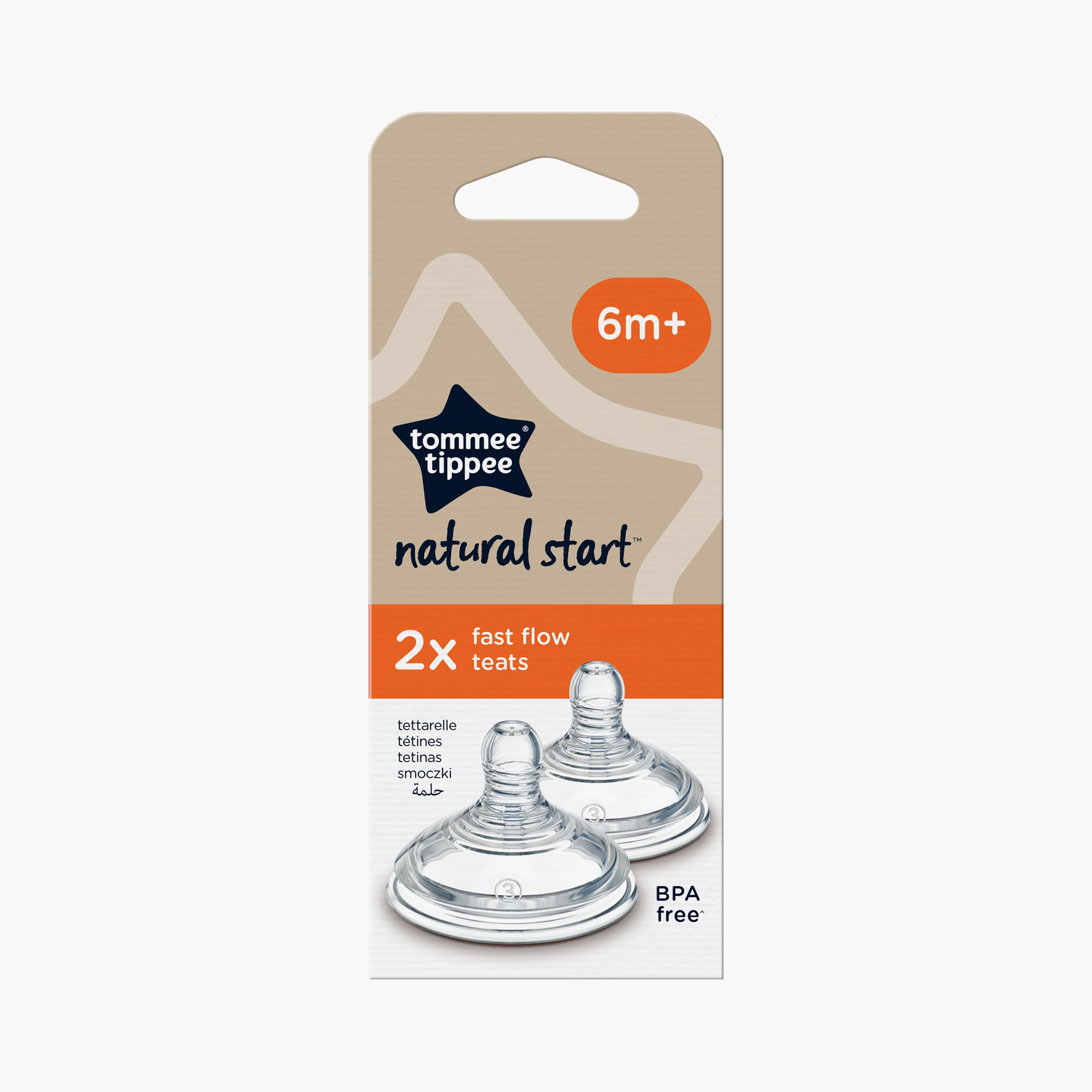 Tommee Tippee 2-Piece Closer To Nature BPA Free Silicone Teats - Fast Flow - 6 Months+-baby-feeding-feedingbottles-bottlesandteats-image-2
