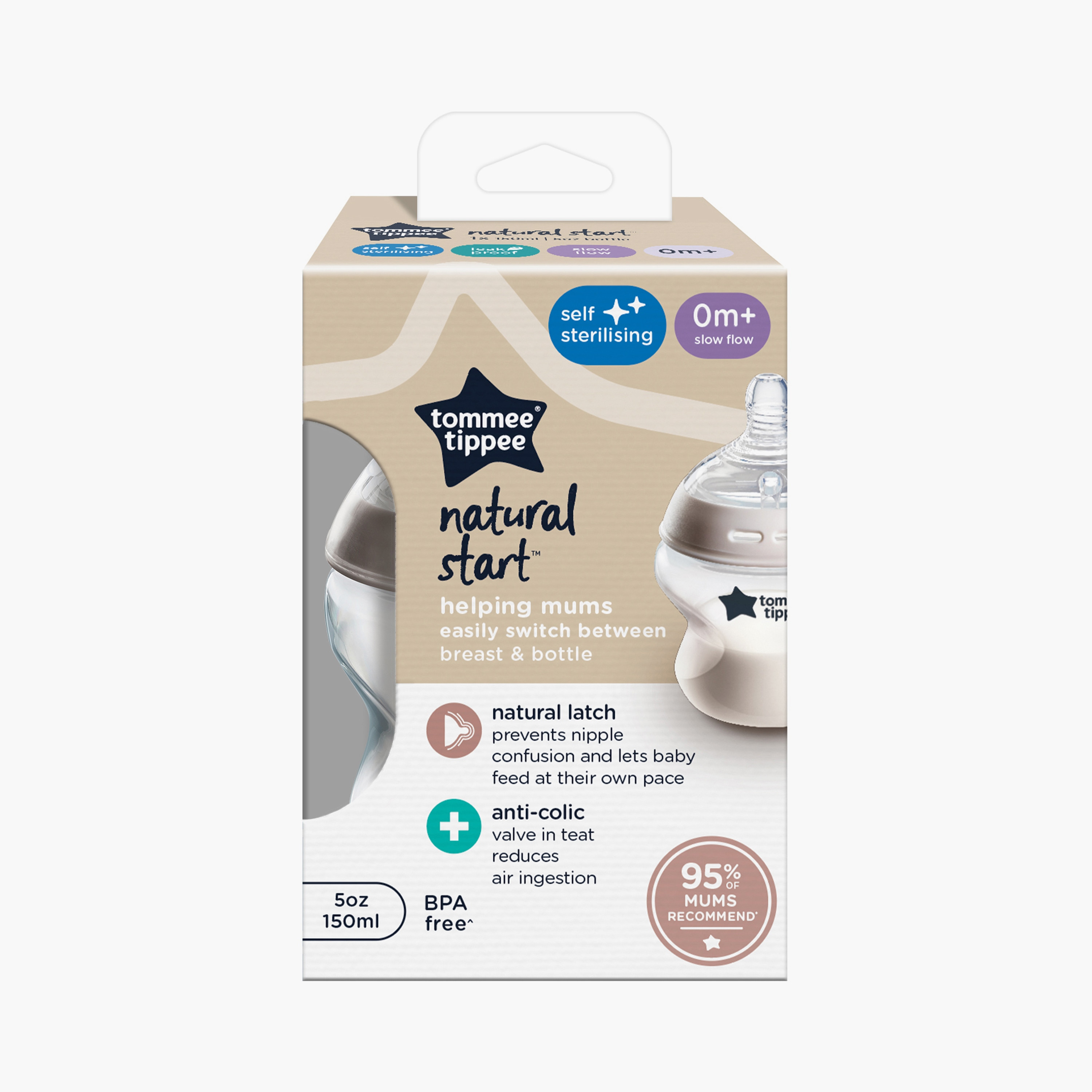 Tommee Tippee Closer To Nature Feeding Bottle - 150 ml-baby-feeding-feedingbottles-bottlesandteats-image-3