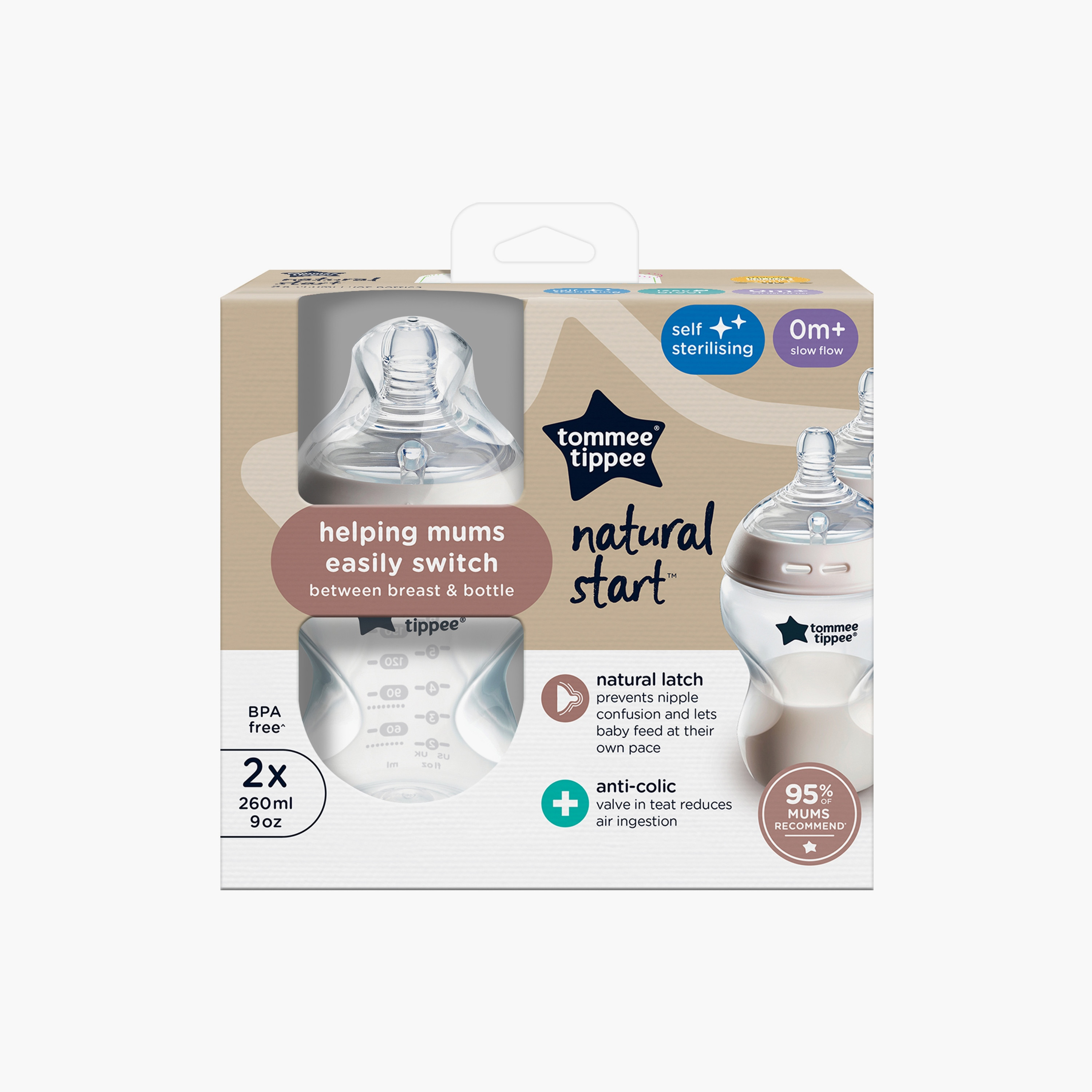 Tommee Tippee 2-Piece Natural Start Feeding Bottles - 260 ml-baby-feeding-feedingbottles-bottlesandteats-image-3