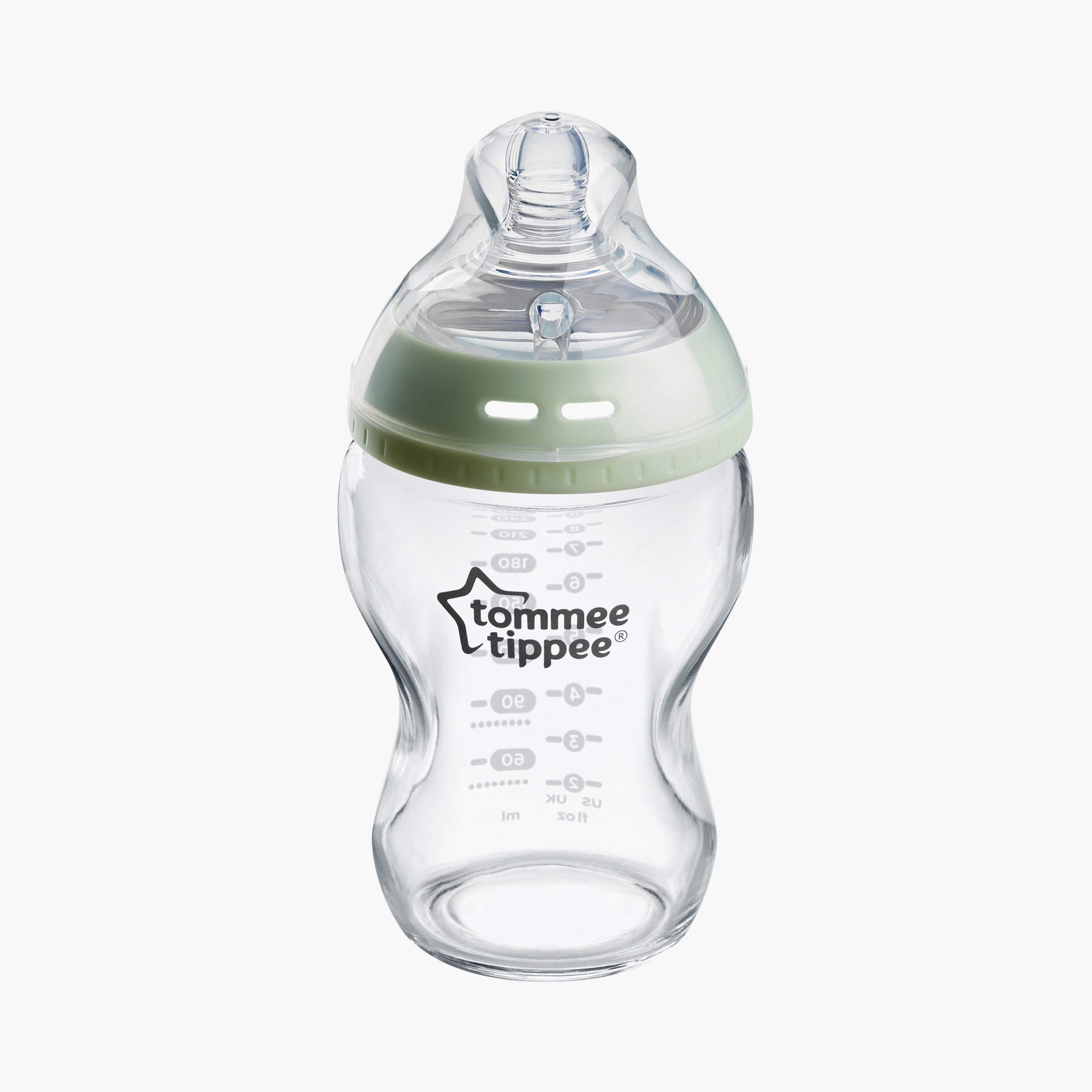 Tommee Tippee Closer To Nature Glass Feeding Bottle - Green - 250 ml-baby-feeding-feedingbottles-bottlesandteats-image-1