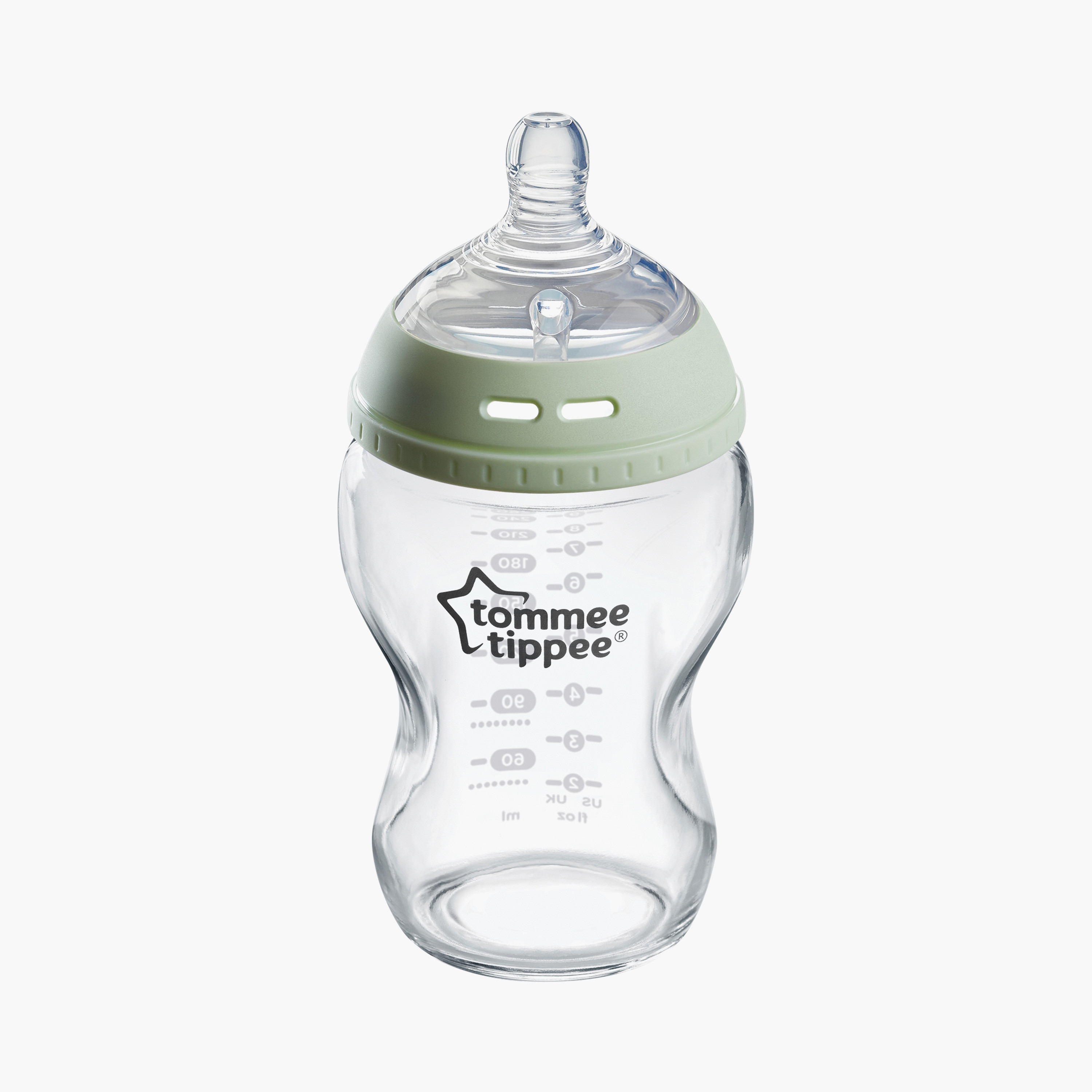 Tommee Tippee Closer To Nature Glass Feeding Bottle - Green - 250 ml-baby-feeding-feedingbottles-bottlesandteats-image-2