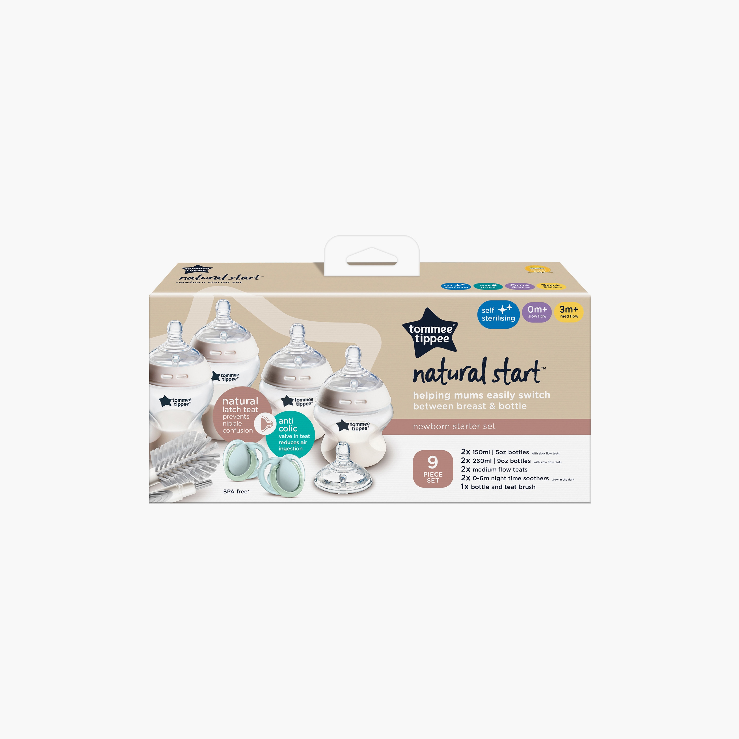 Tommee Tippee 9-Piece Natural Start Feeding Bottle Starter Kit-baby-feeding-feedingbottles-bottlesandteats-image-2