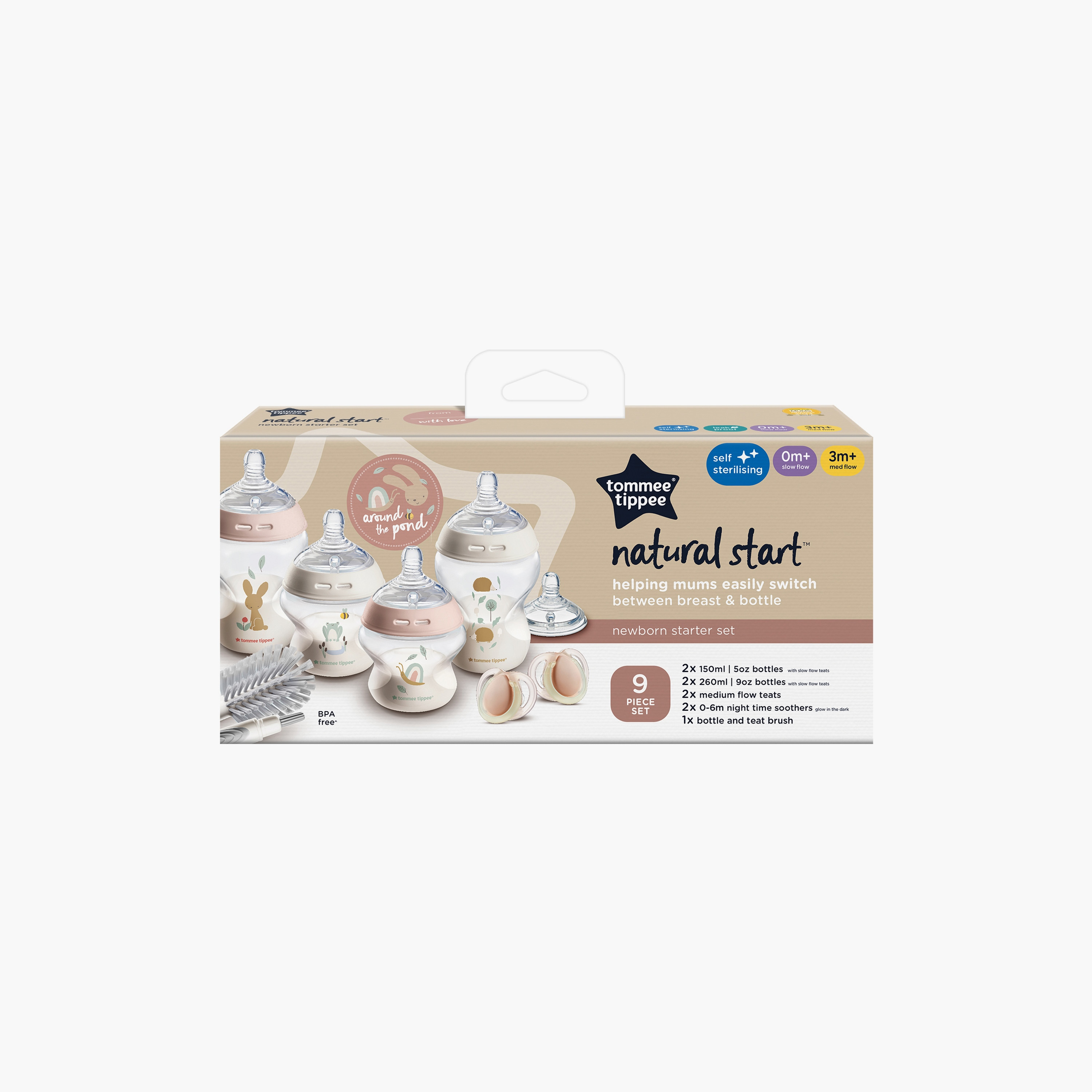 Tommee Tippee 9-Piece Natural Start Feeding Bottle Starter Kit-baby-feeding-feedingbottles-bottlesandteats-image-2