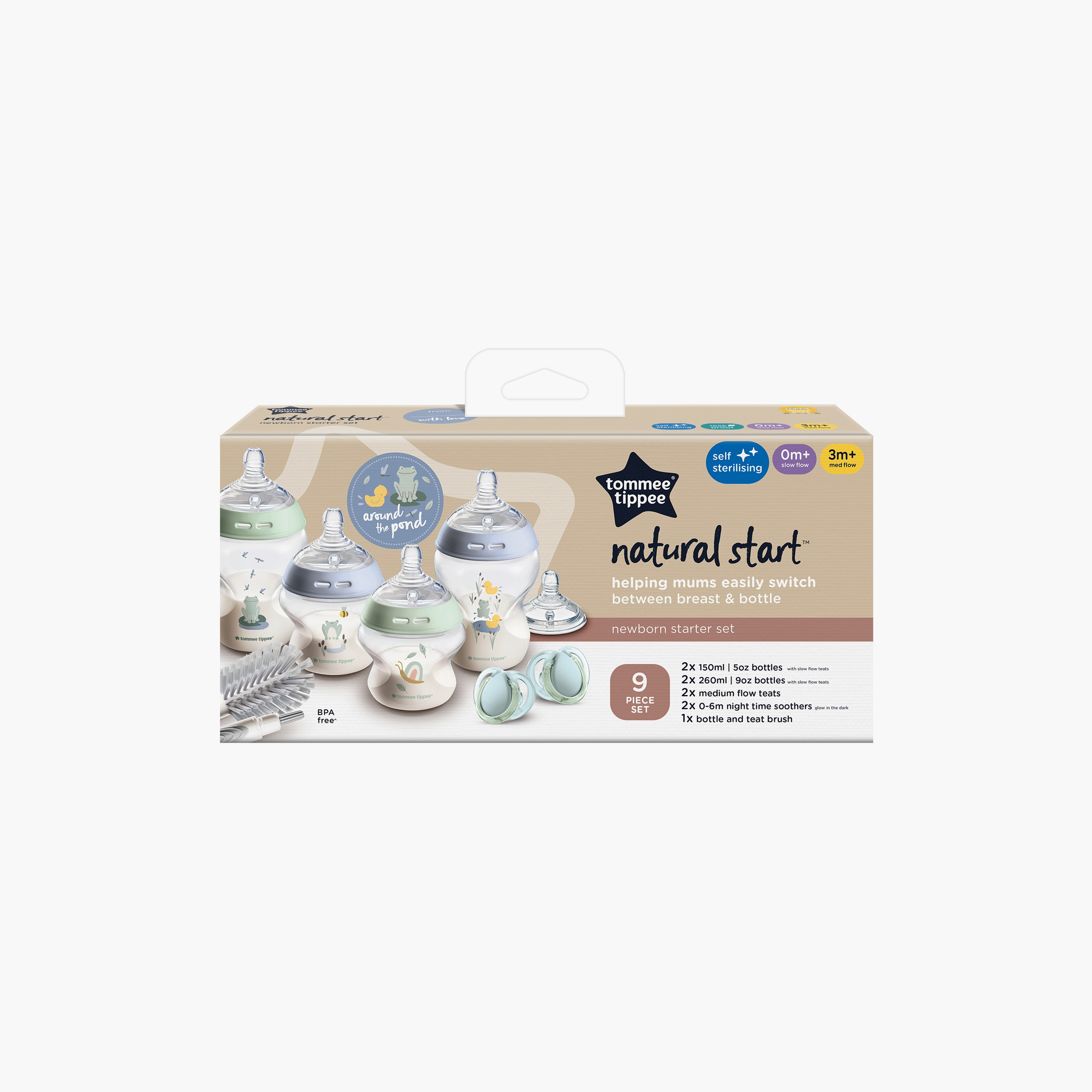 Tommee Tippee 9-Piece Natural Start Feeding Bottle Starter Kit-baby-feeding-feedingbottles-bottlesandteats-image-2