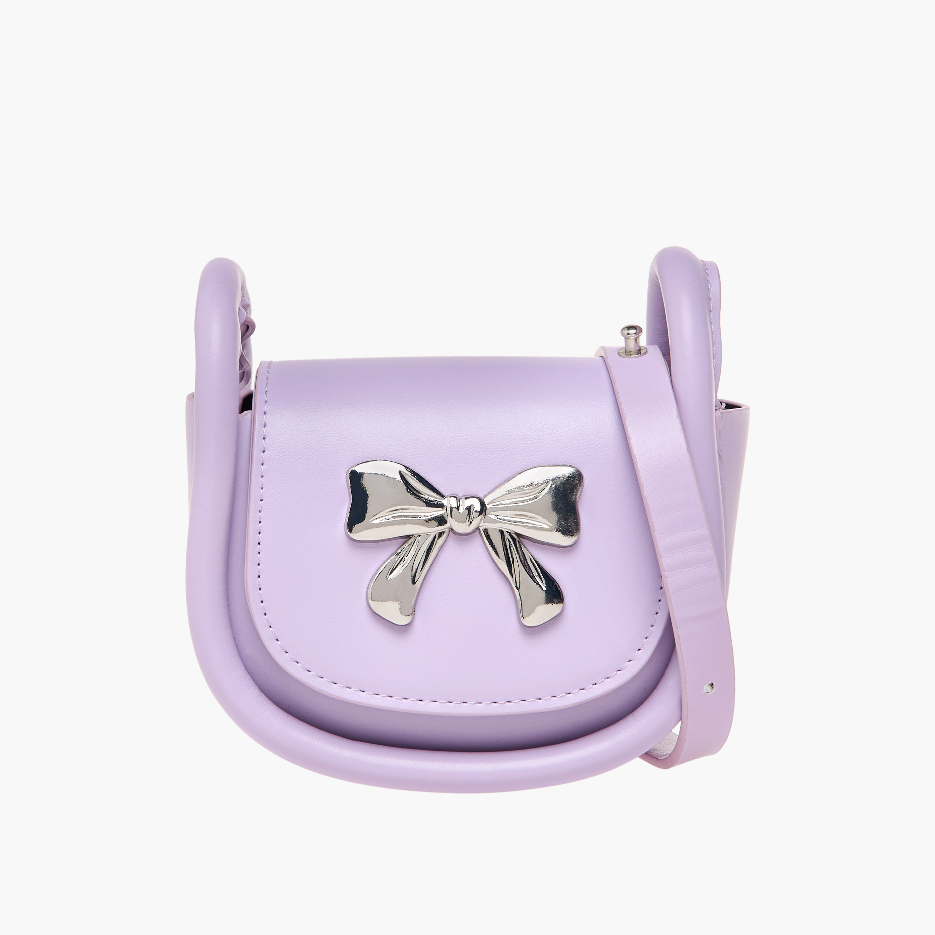 Charmz Bow Accent Crossbody Bag with Strap Handle and Flap Closure-girls-accessories-bags-image-1